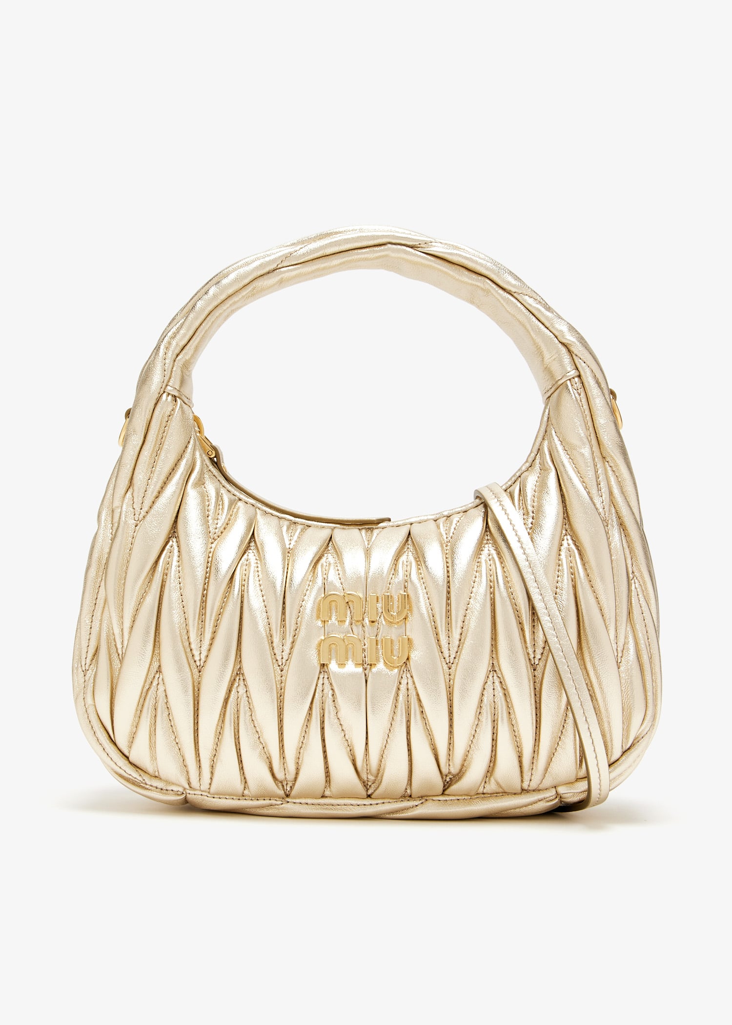 

Wander matelassé small hobo bag, Gold