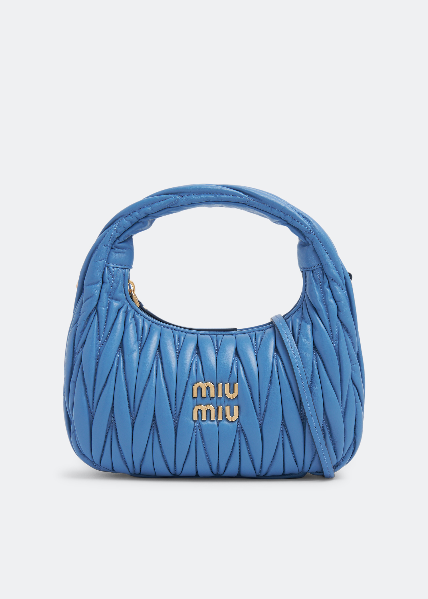 

Wander matelassé mini hobo bag, Blue