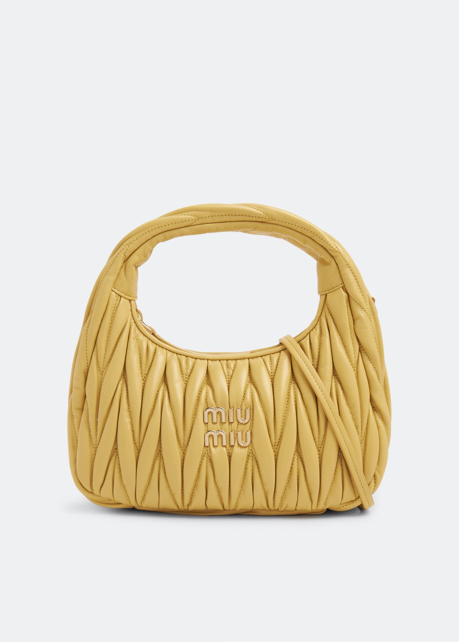 

Wander matelassé mini hobo bag, Yellow
