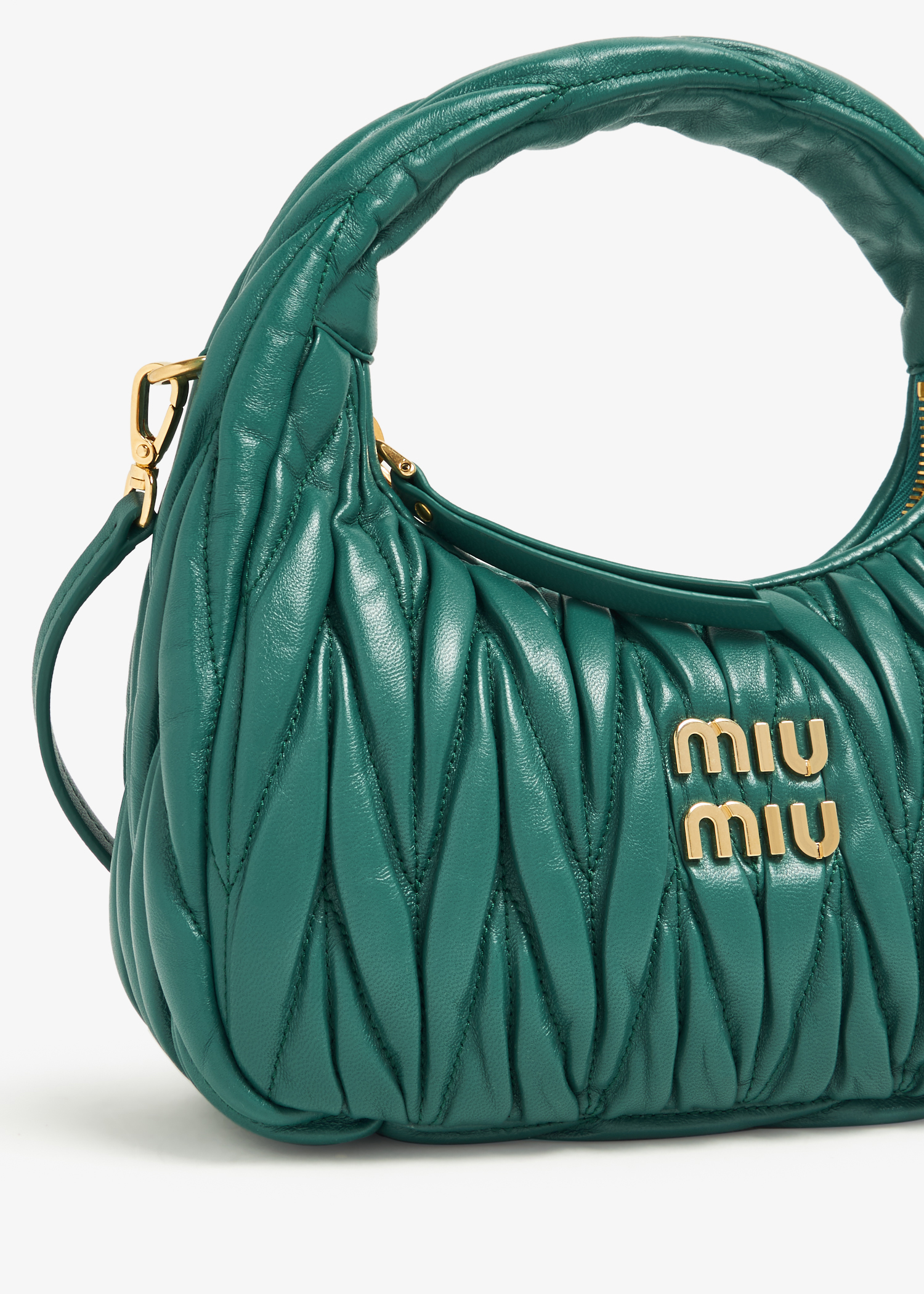 

Wander matelassé mini hobo bag, Green