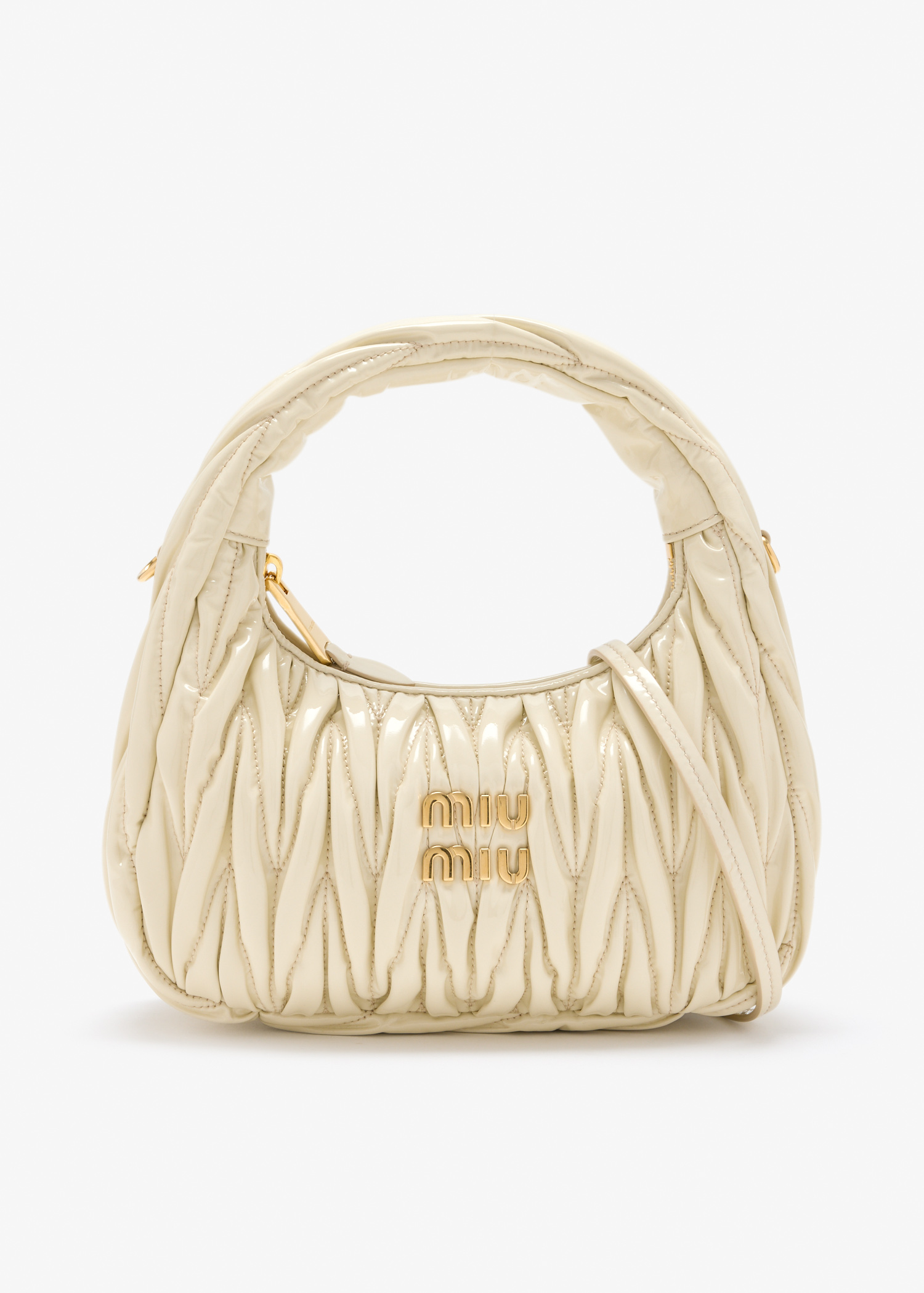 

Wander matelassé patent leather bag, Cream