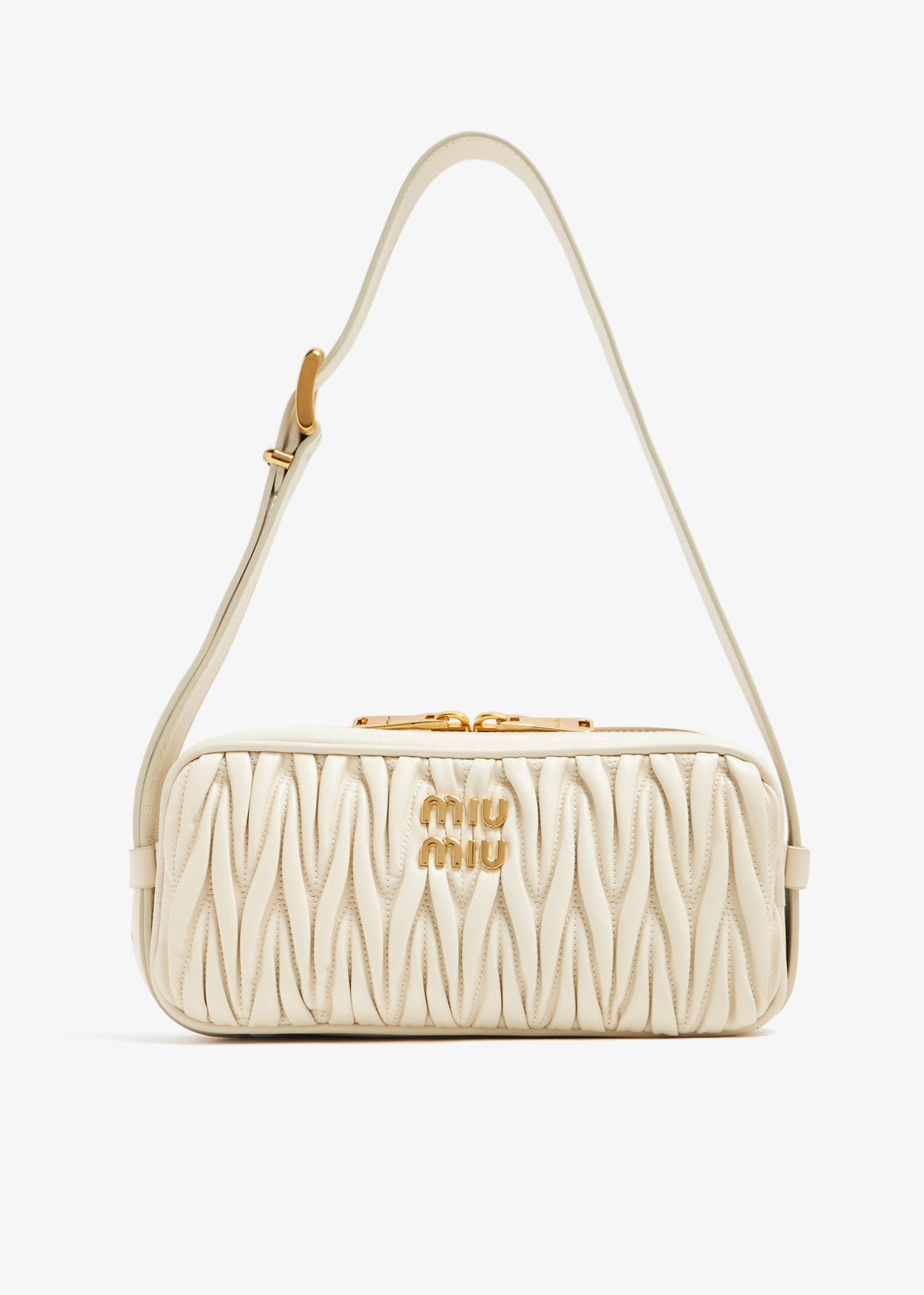 

Matelassé nappa leather shoulder bag, White