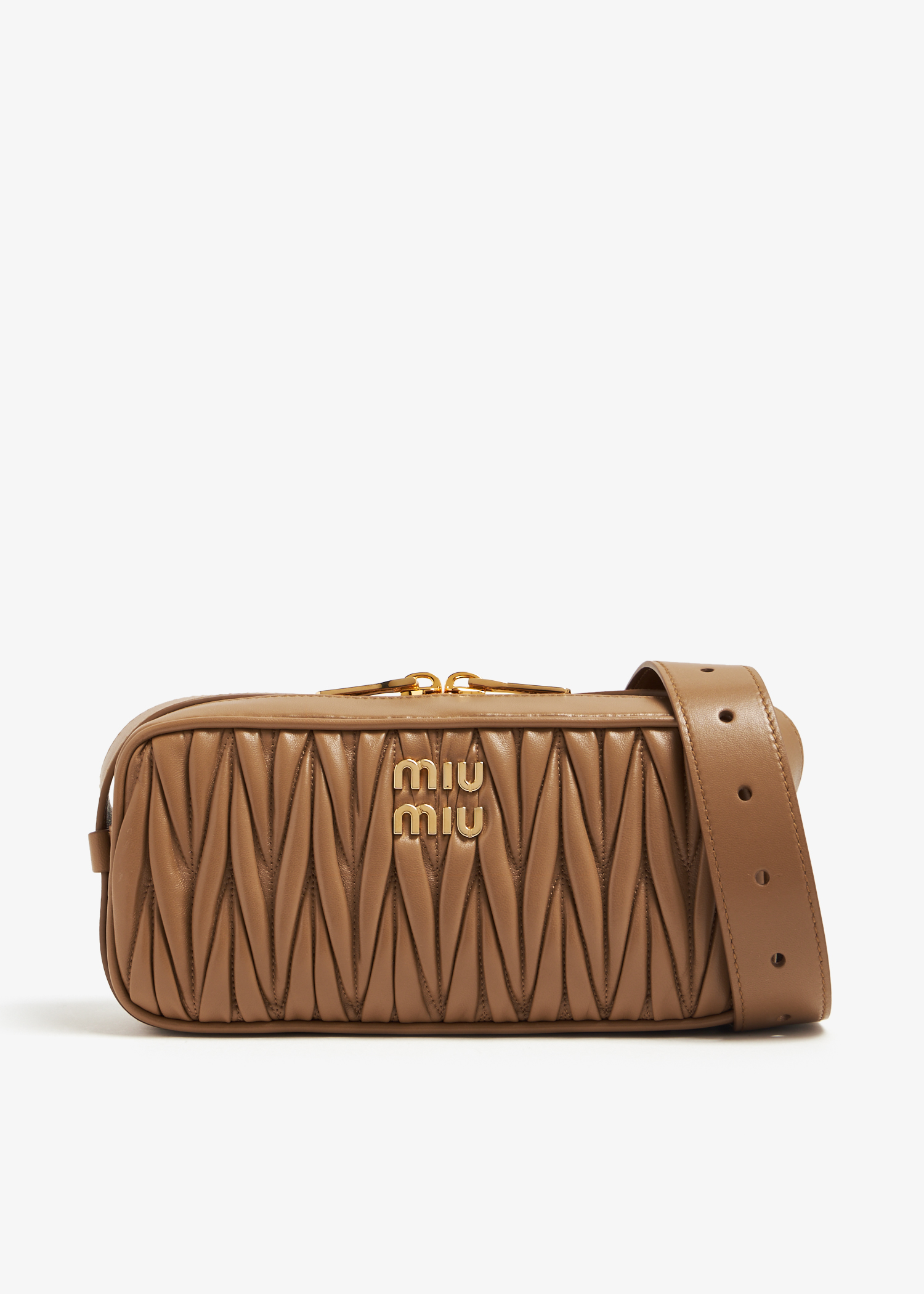 

Matelassé nappa leather shoulder bag, Brown