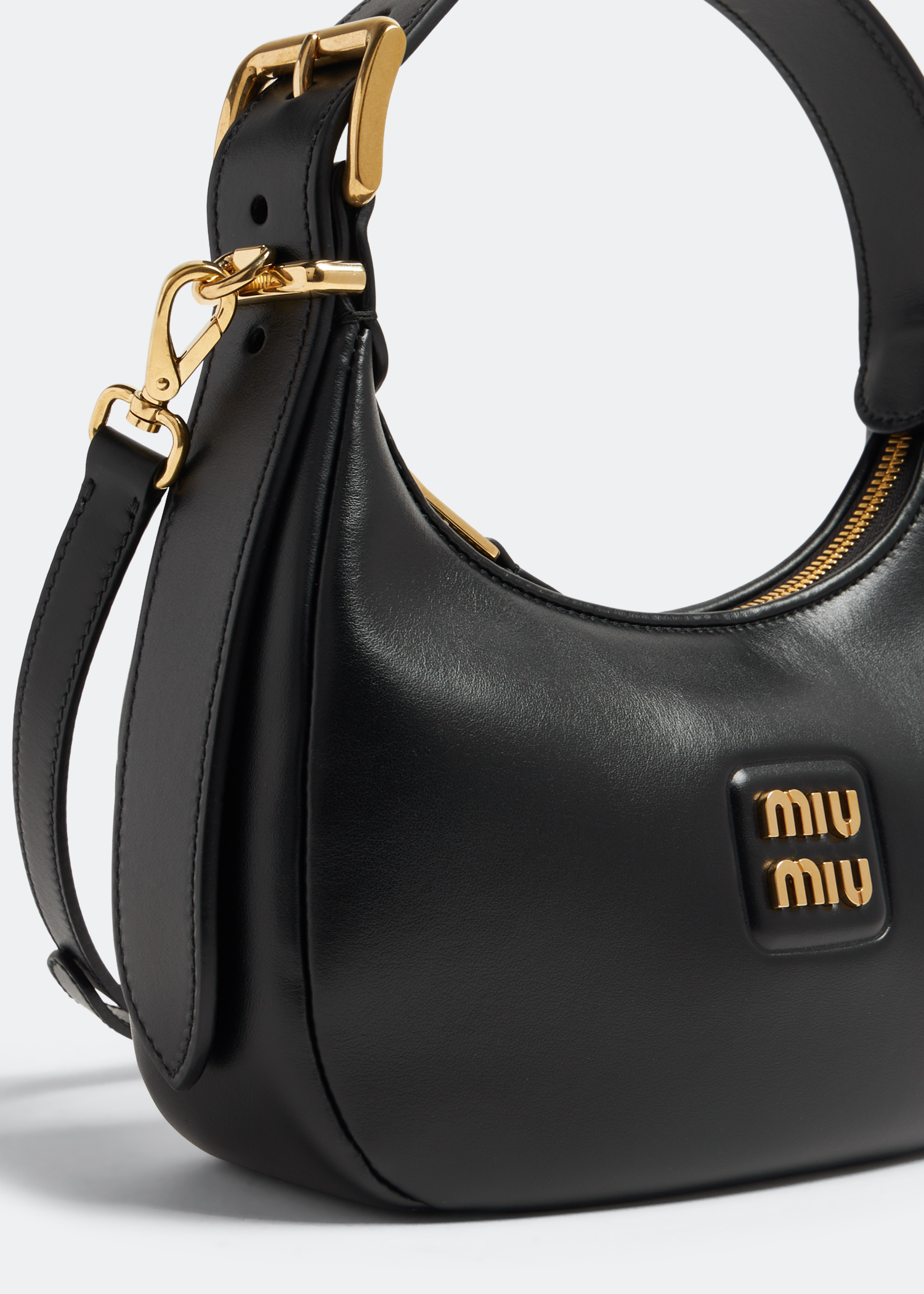 

Leather hobo bag, Black