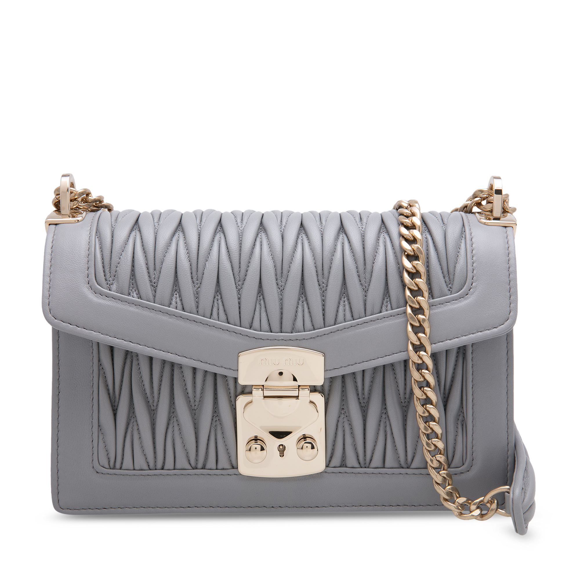 

Miu Confidential leather shoulder bag, Grey