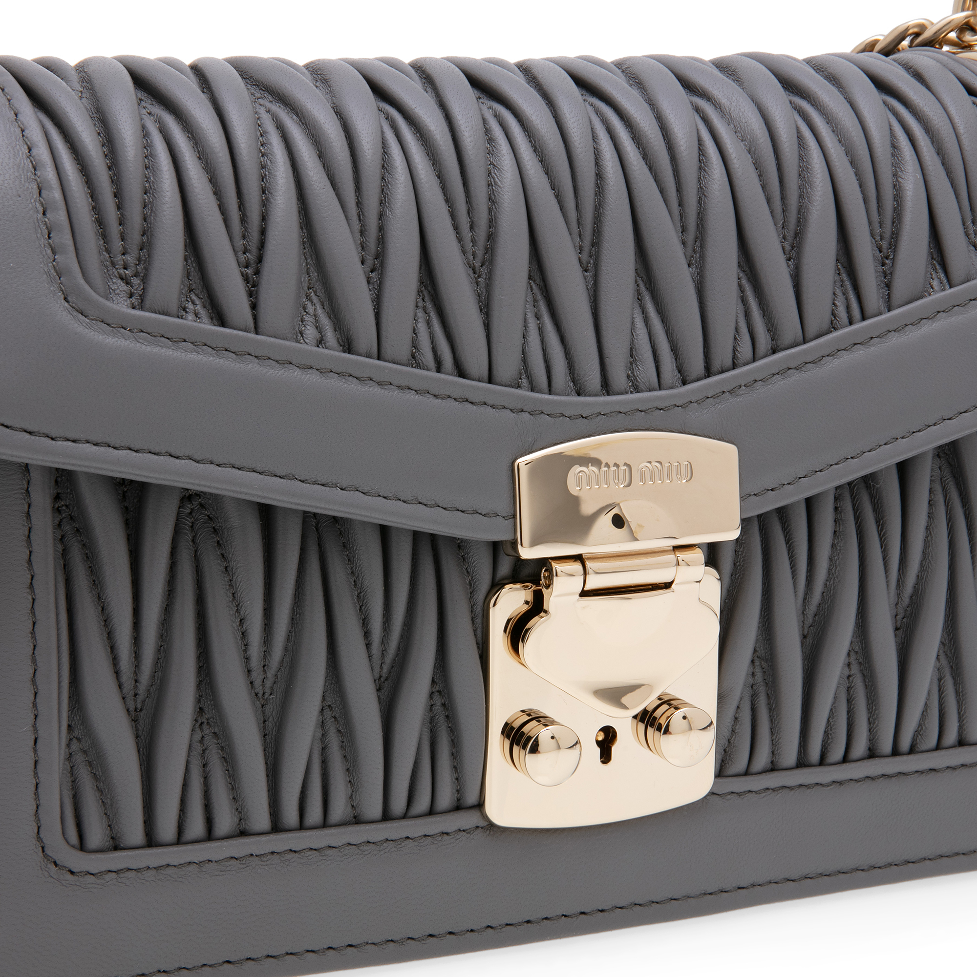 

Miu Confidential leather shoulder bag, Grey