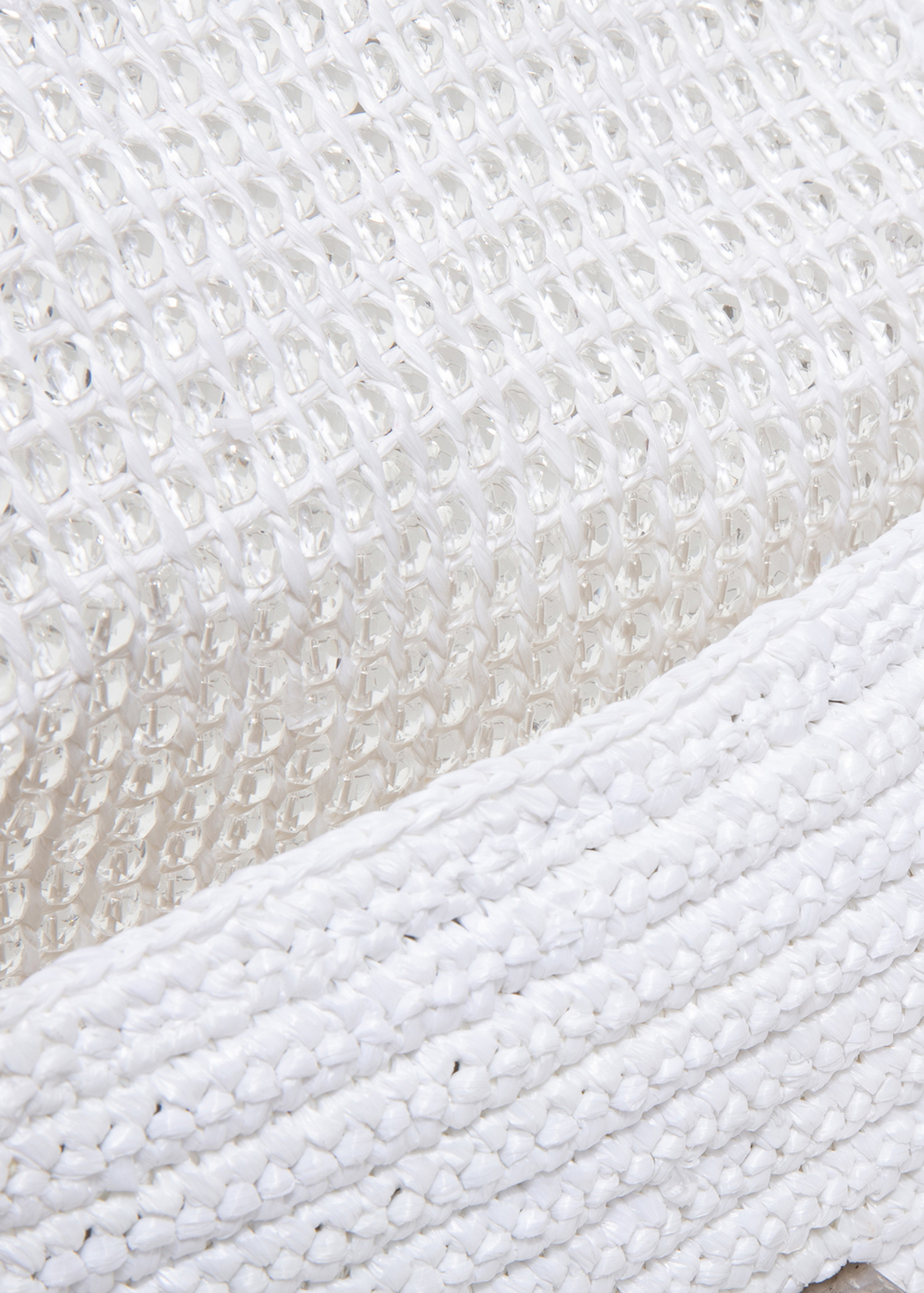 

Embellished raffia shoulder bag, White