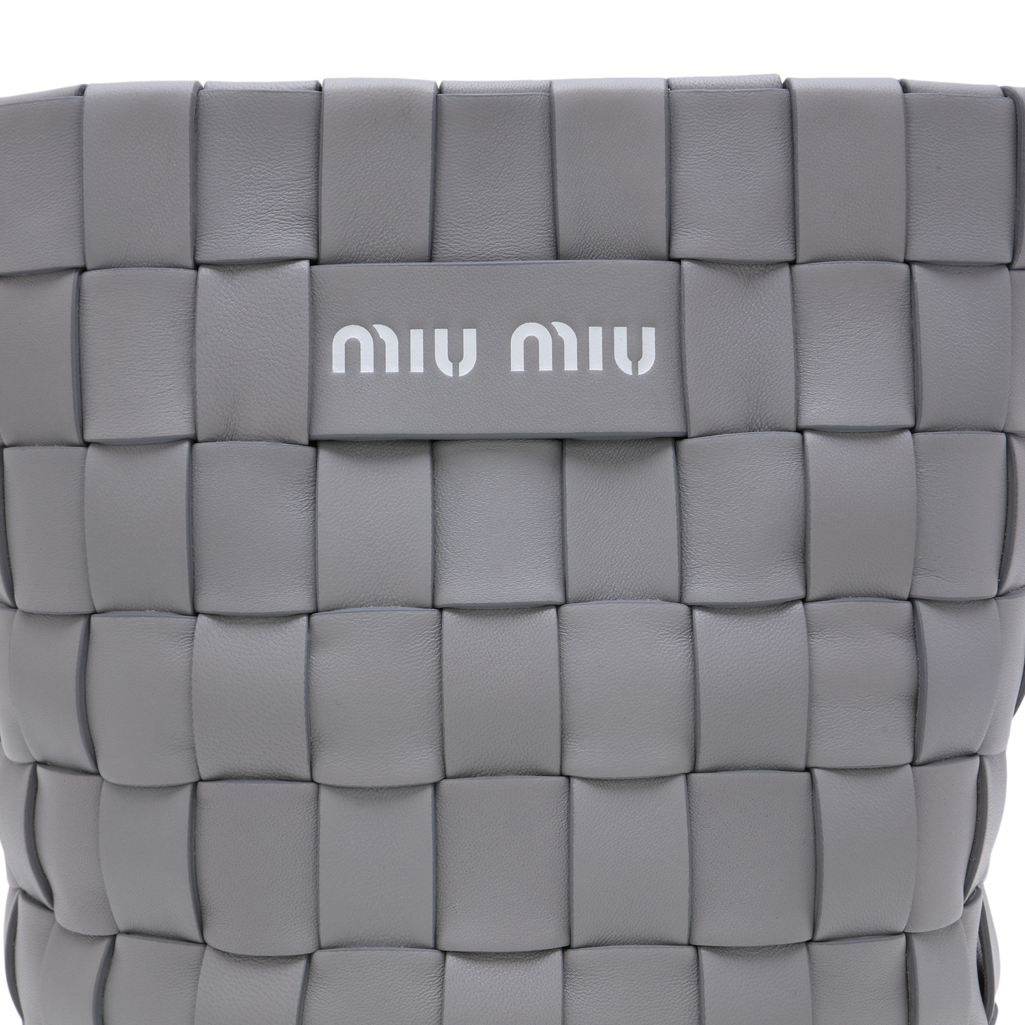 

Woven leather bucket bag, Grey