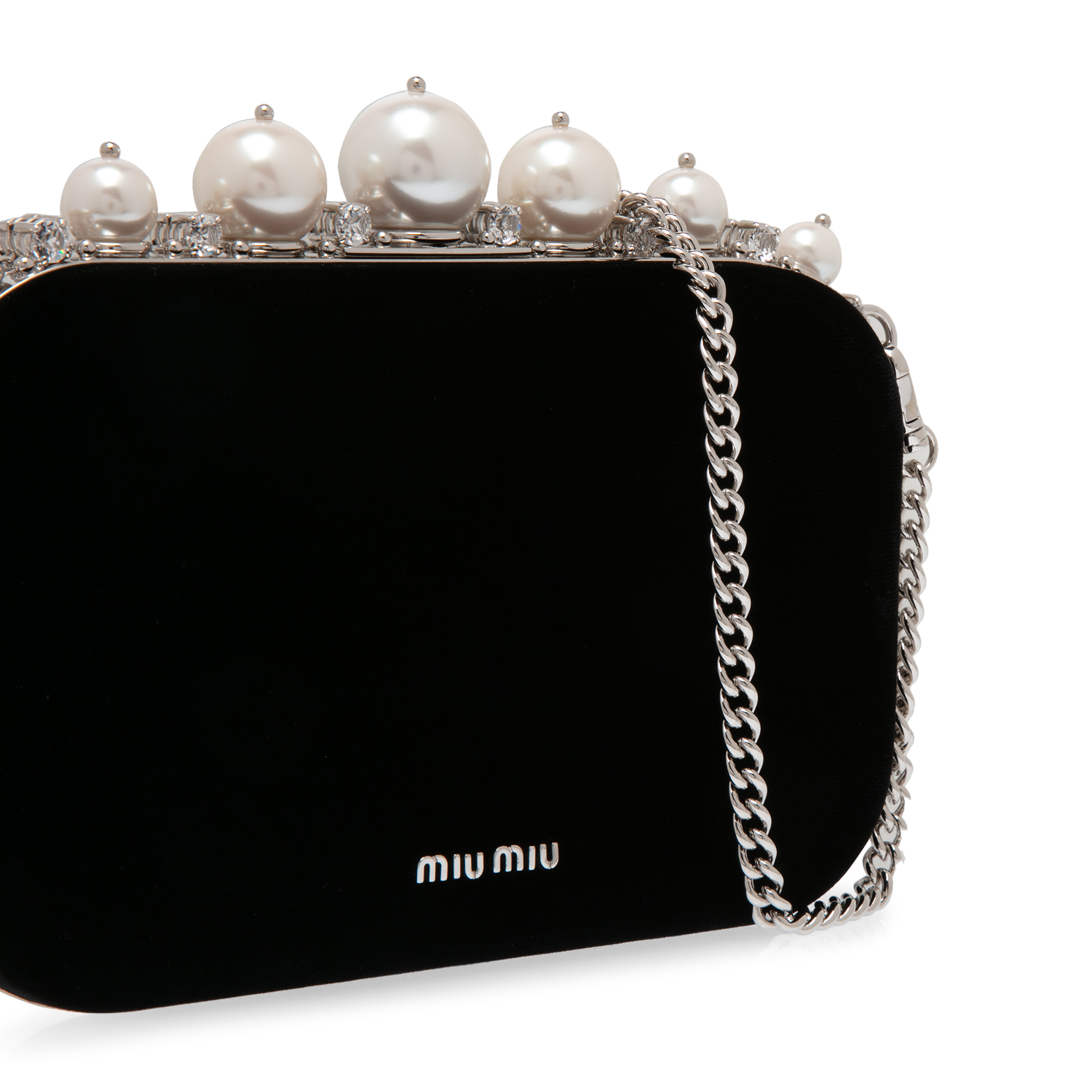 

Velvet minaudiere clutch, Black