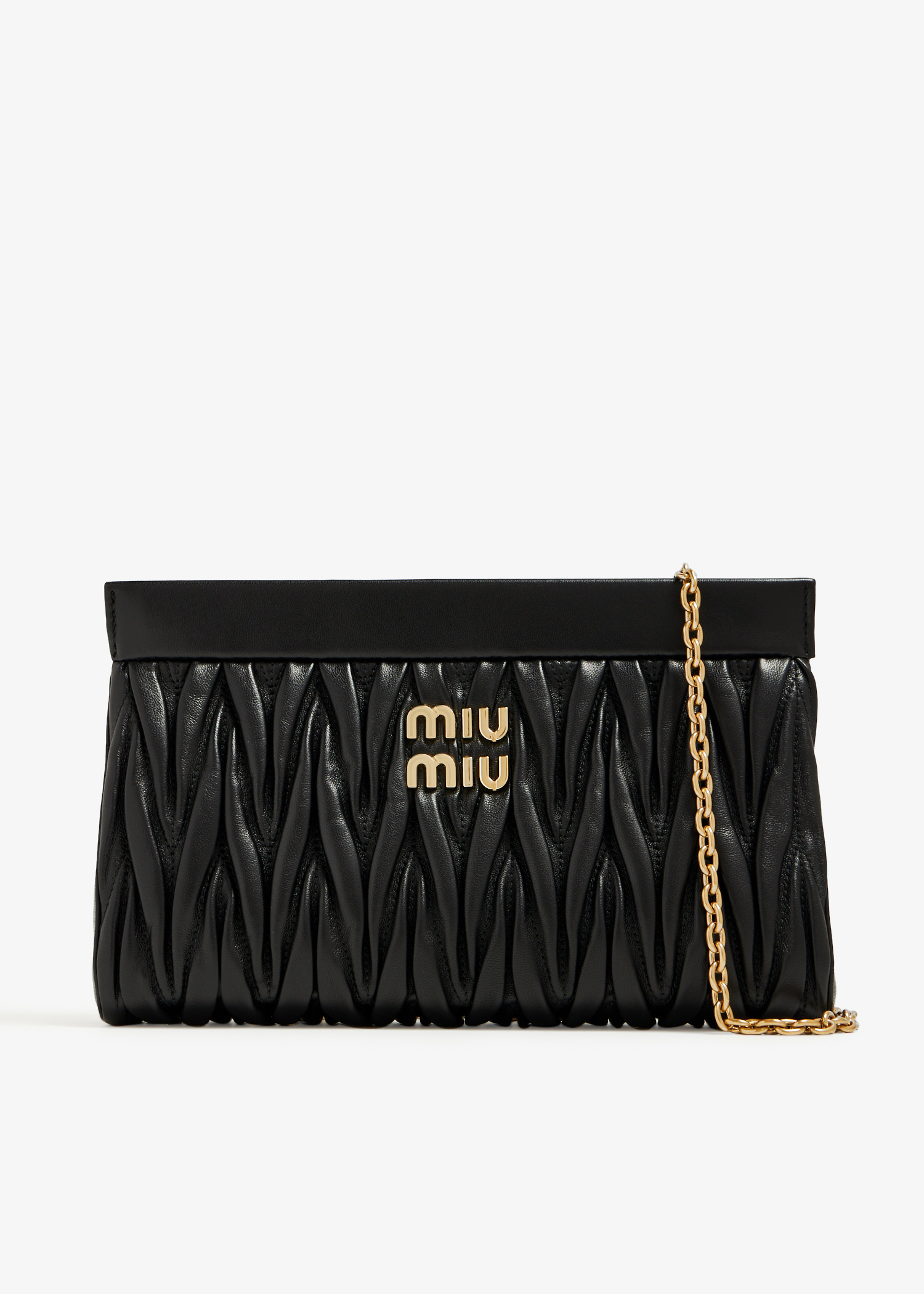

Matelassé nappa leather clutch, Black