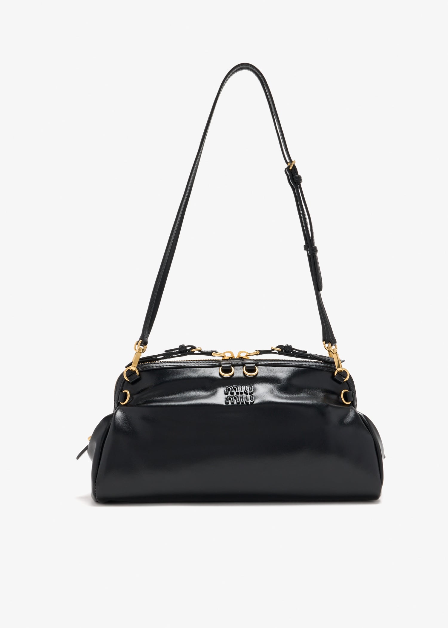 

Caprice shiny leather clutch, Black