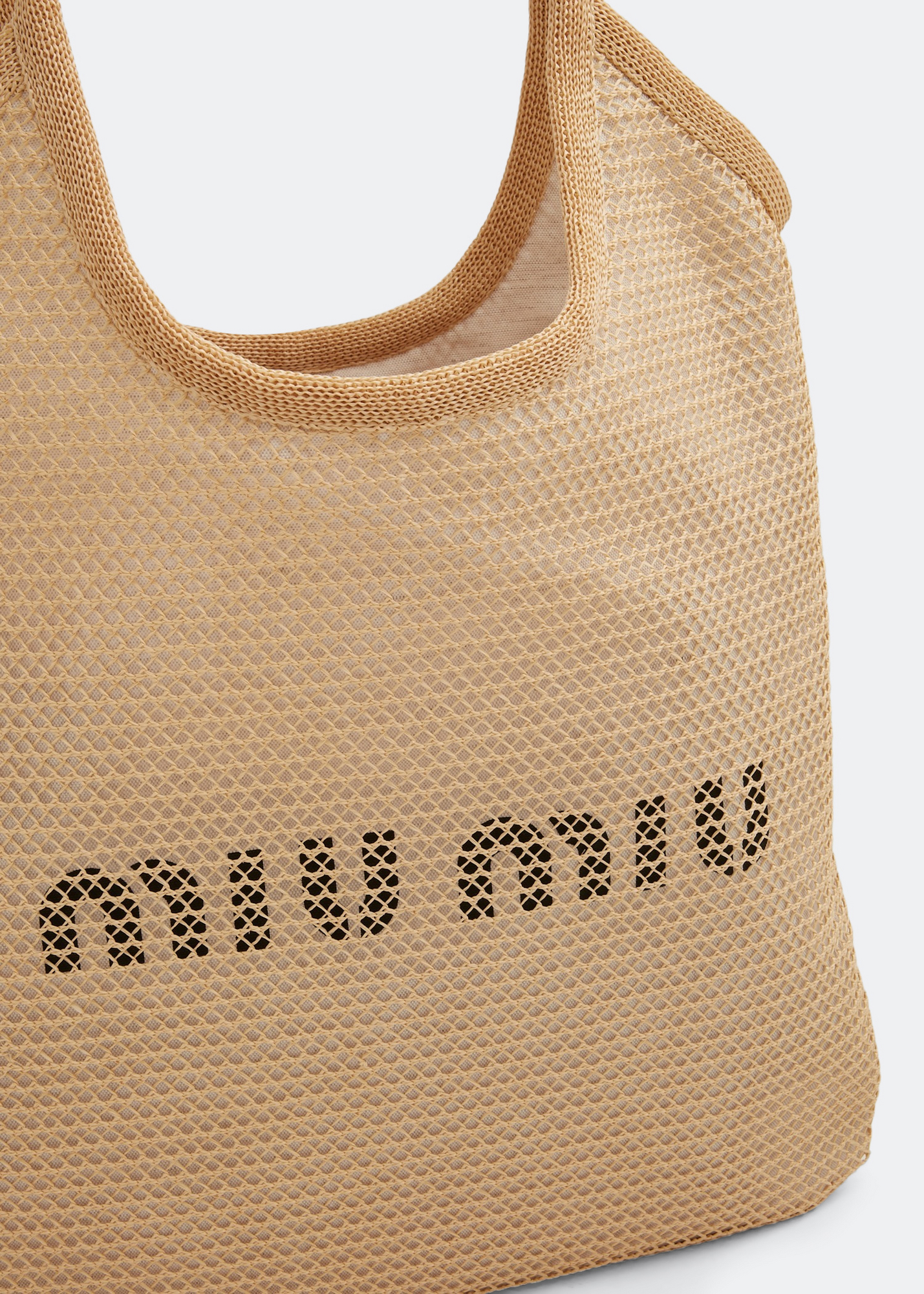 

Raffia and linen tote bag, Beige