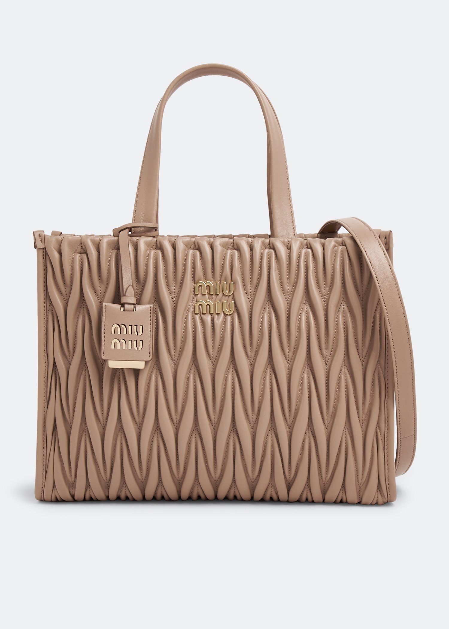 

Matelassé nappa leather tote bag, Beige