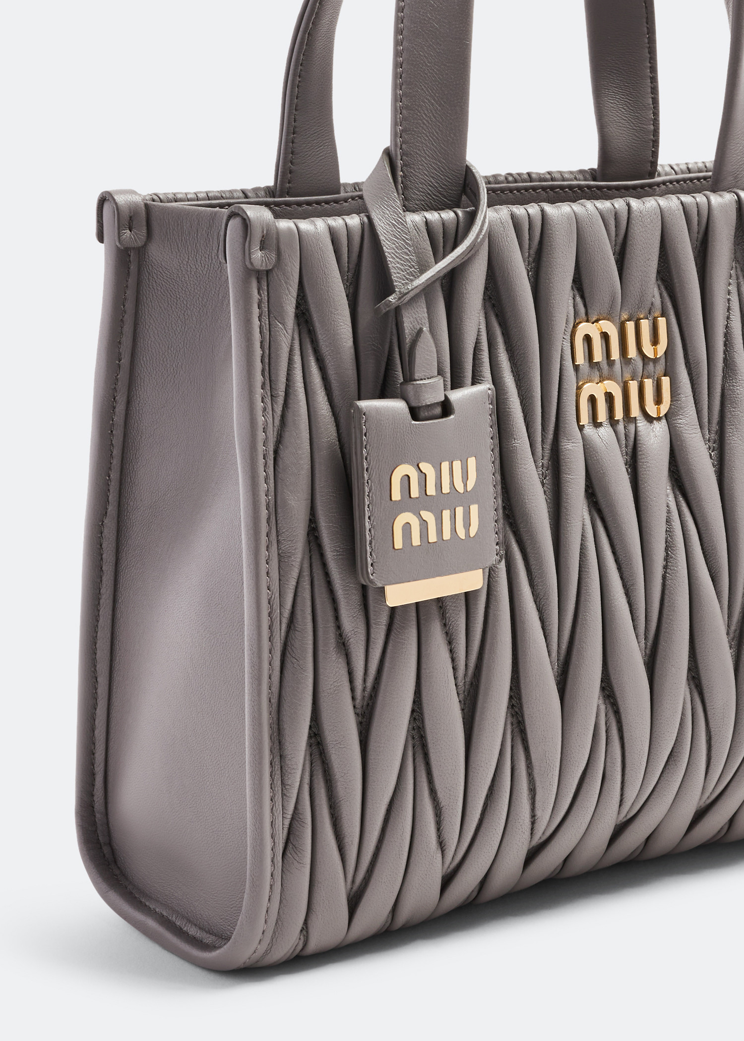 

Matelassé leather tote bag, Grey