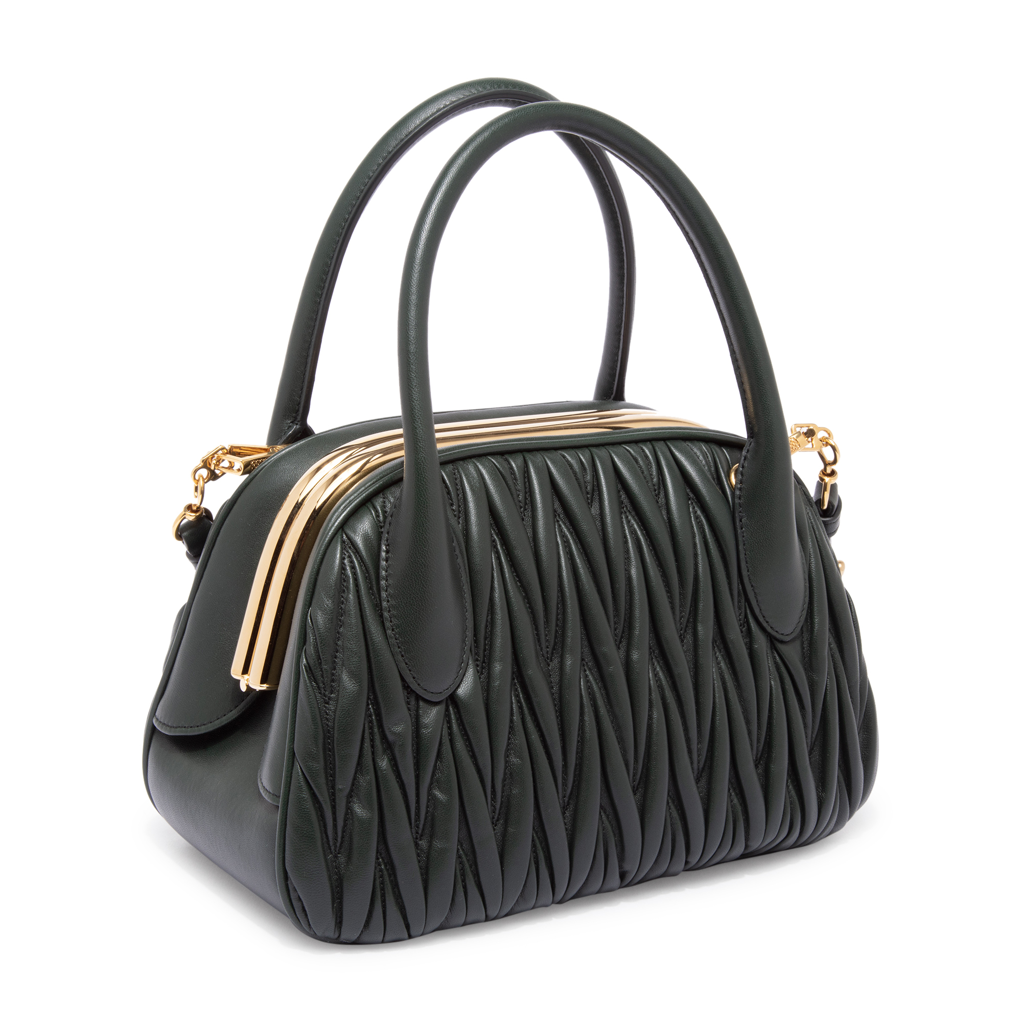 

Matelassé top-handle bag, Green