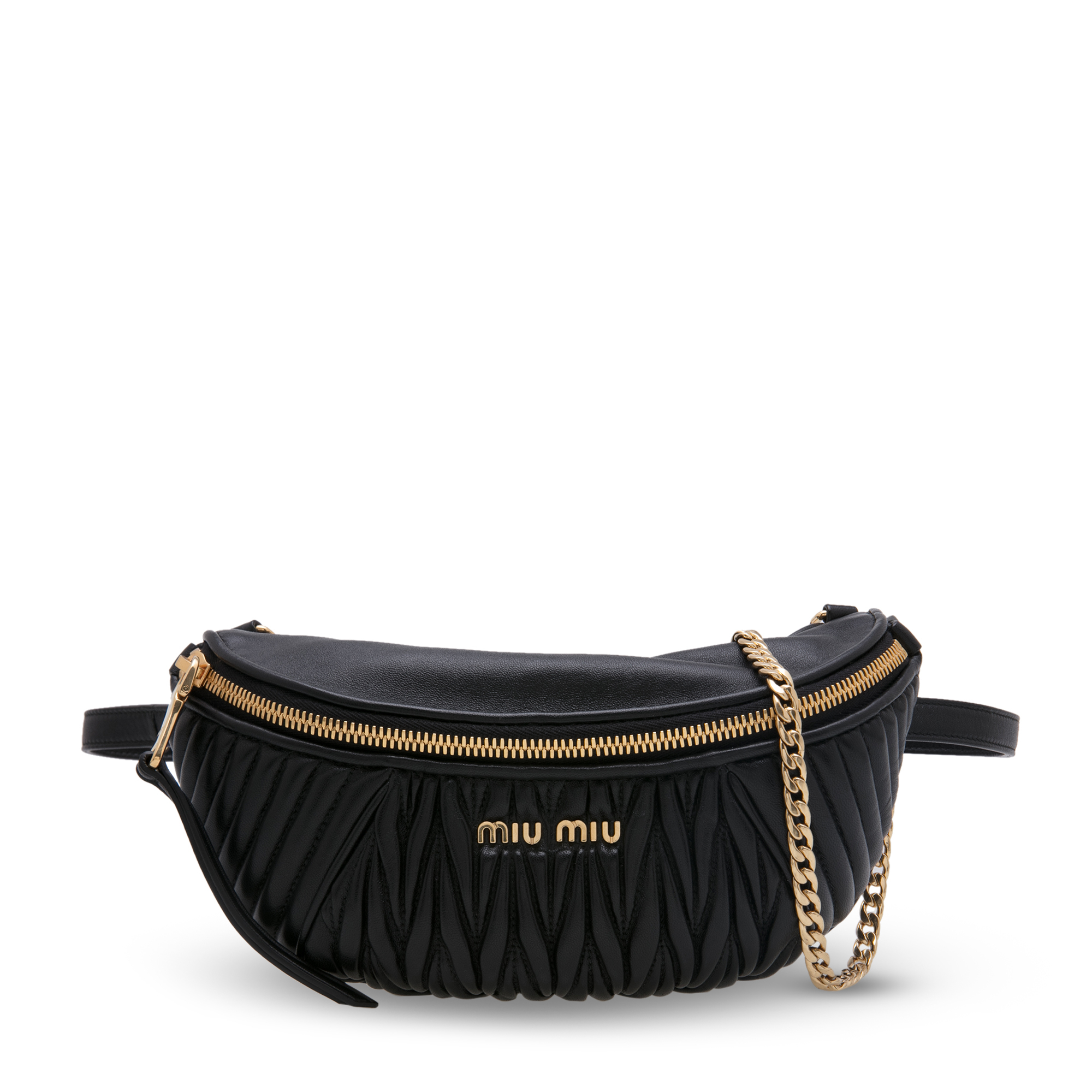 

Matelassé leather belt bag, Black