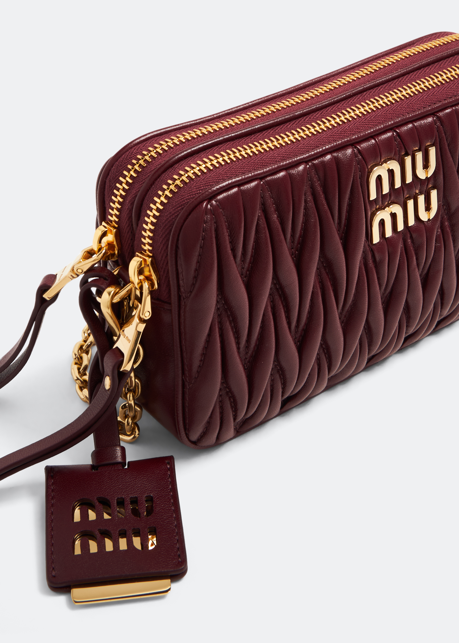

Matelassé nappa mini bag, Burgundy