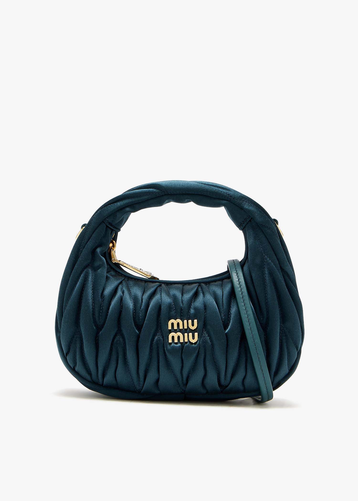 

Wander matelassé satin mini-bag, Blue