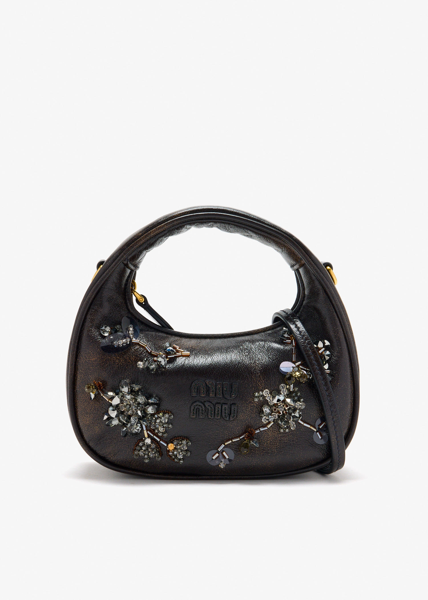 

Wander embroidered leather mini bag, Brown