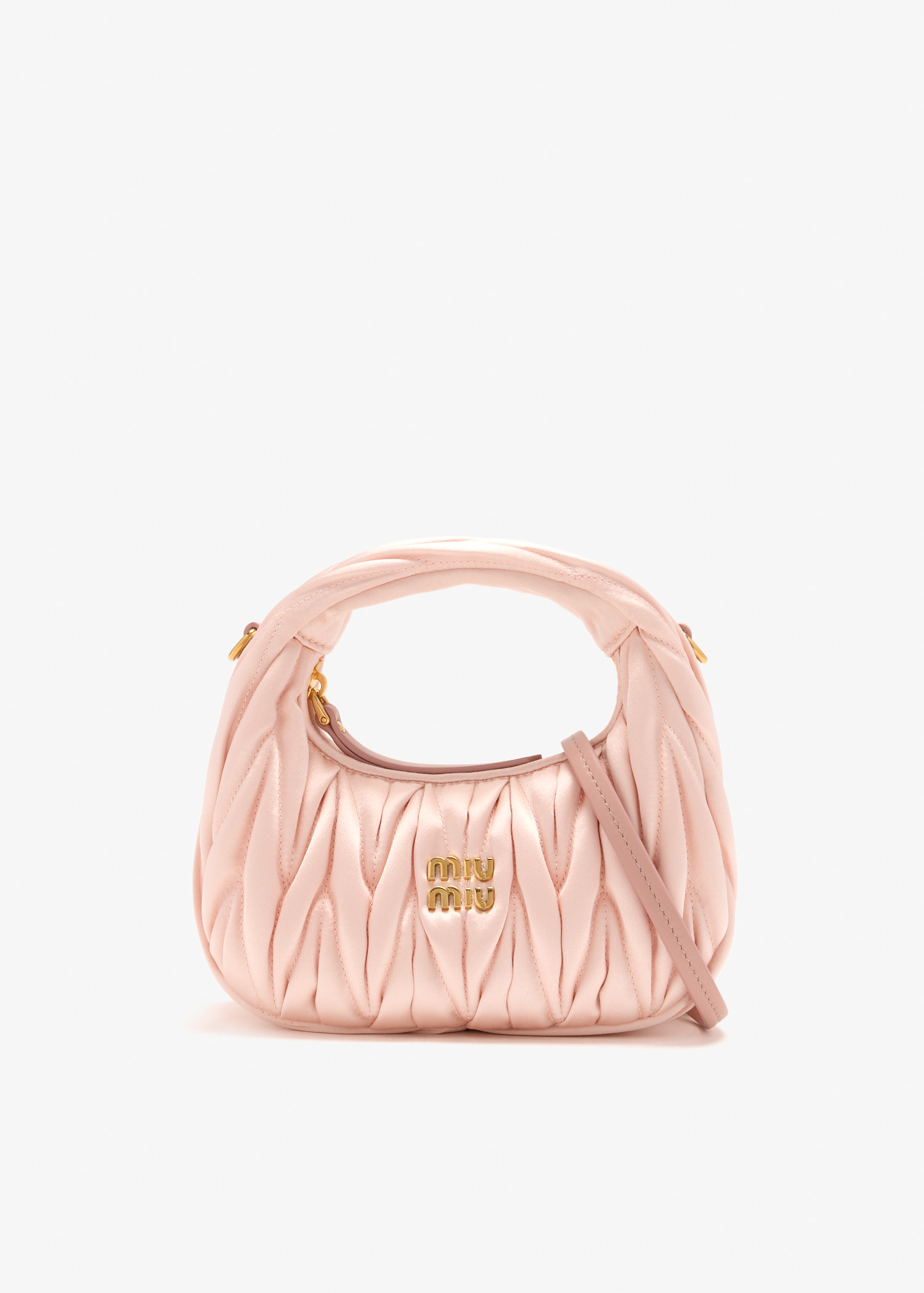 

Wander matelassé satin mini bag, Pink