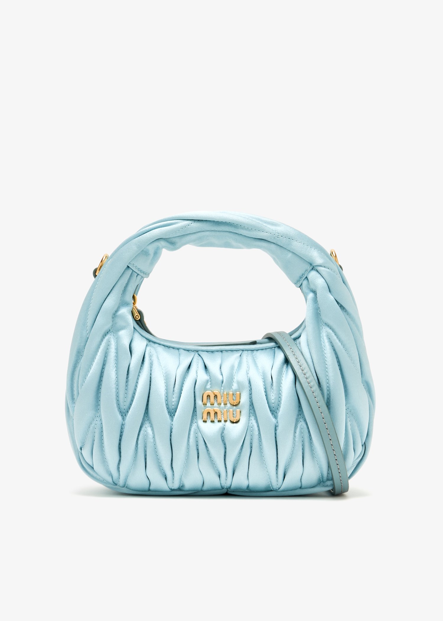 

Wander matelassé satin mini-bag, Blue