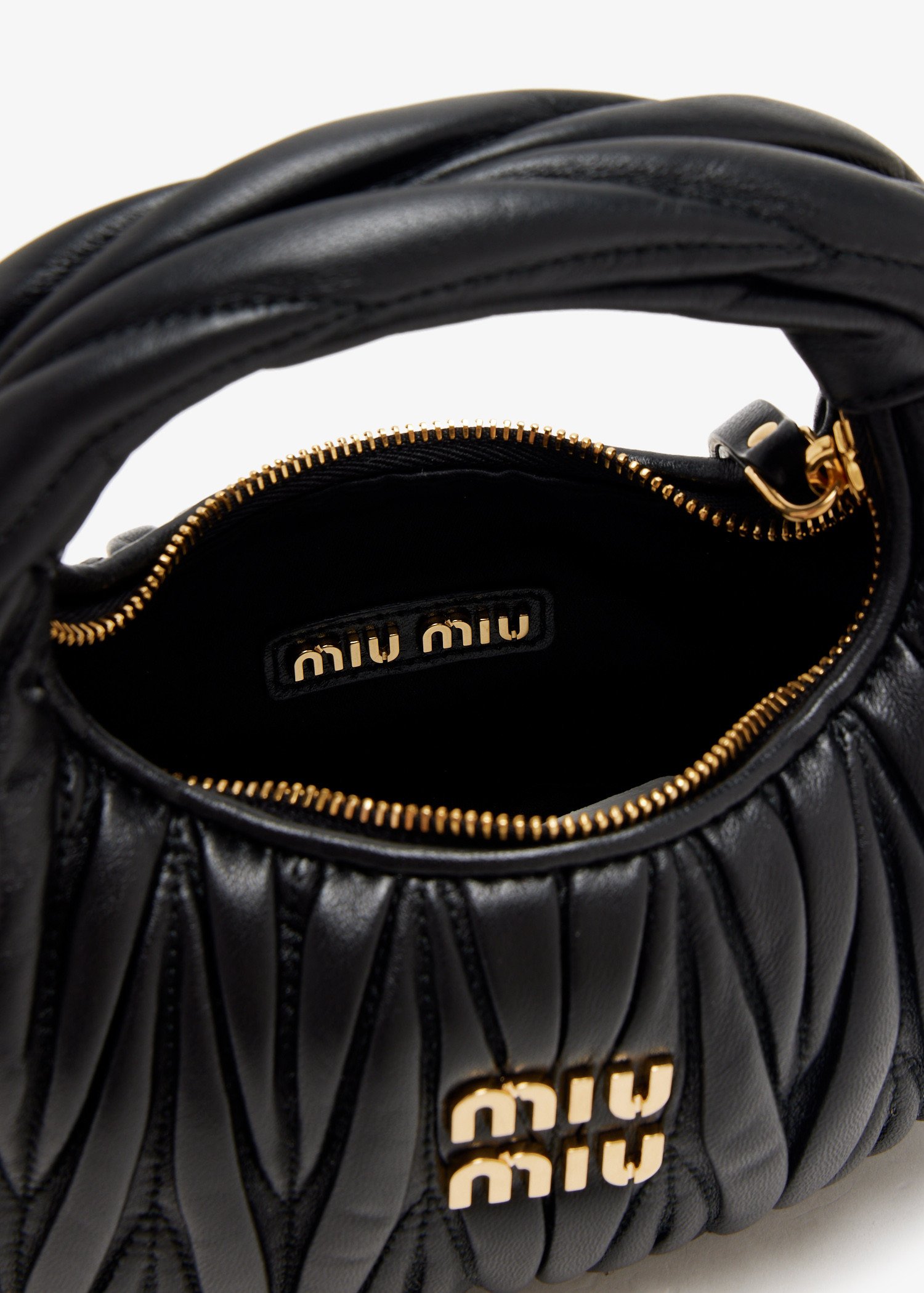 Miu Miu Wander matelassé hobo mini-bag for Women - Black in