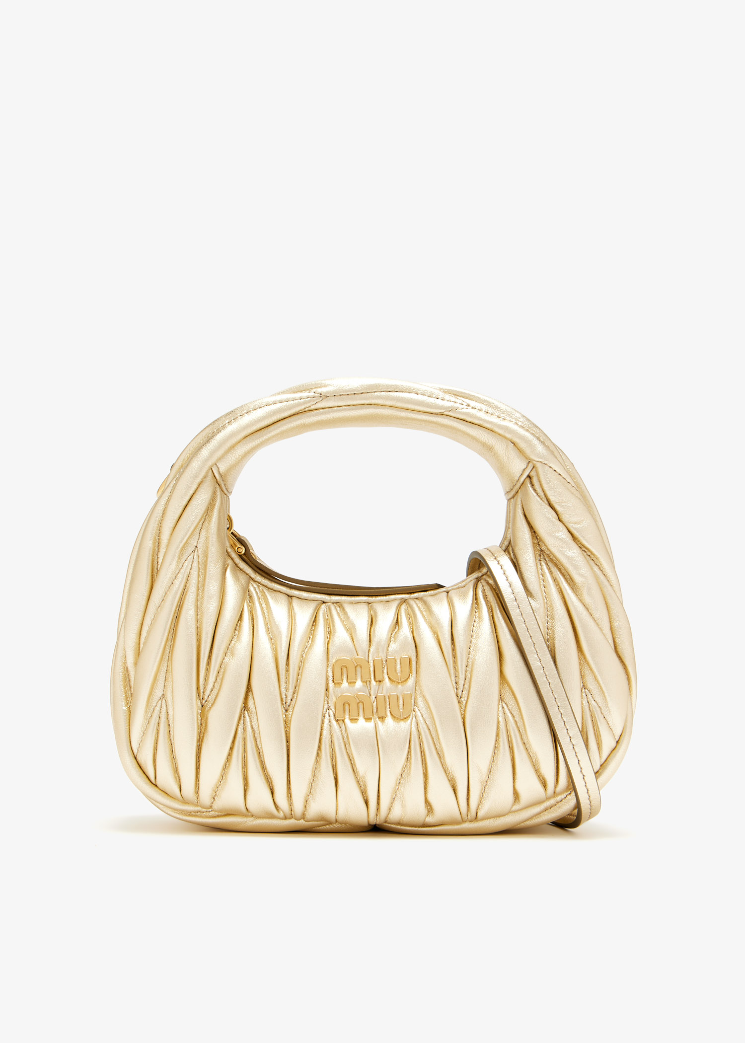 

Wander matelassé hobo mini-bag, Gold
