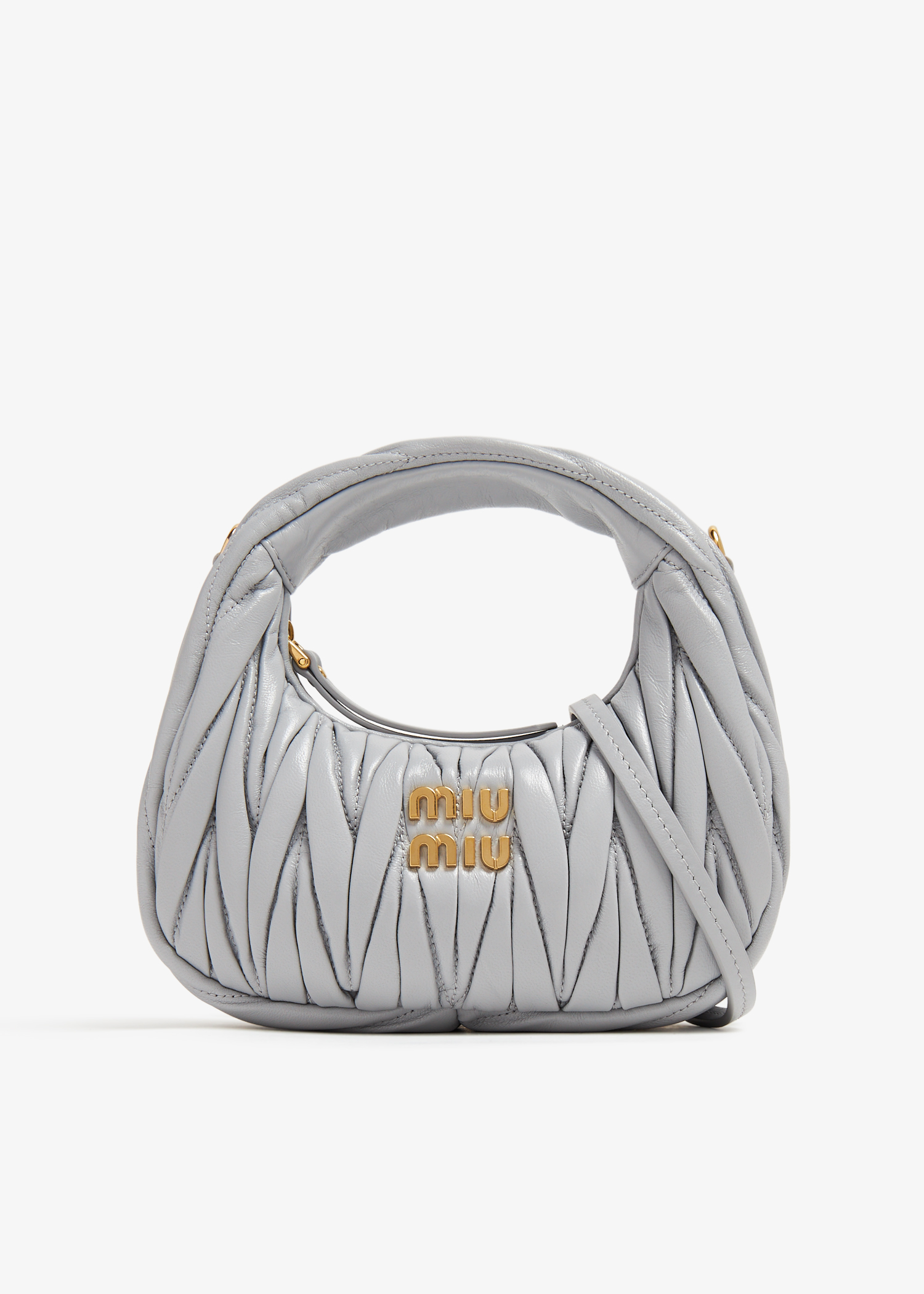 

Wander matelassé hobo mini bag, Grey