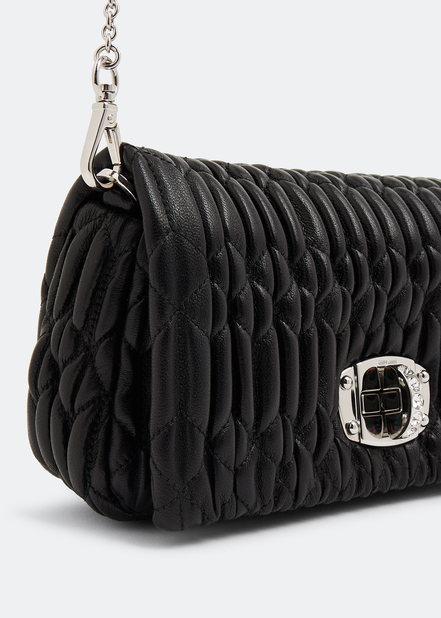 

Miu crystal leather mini-bag, Black