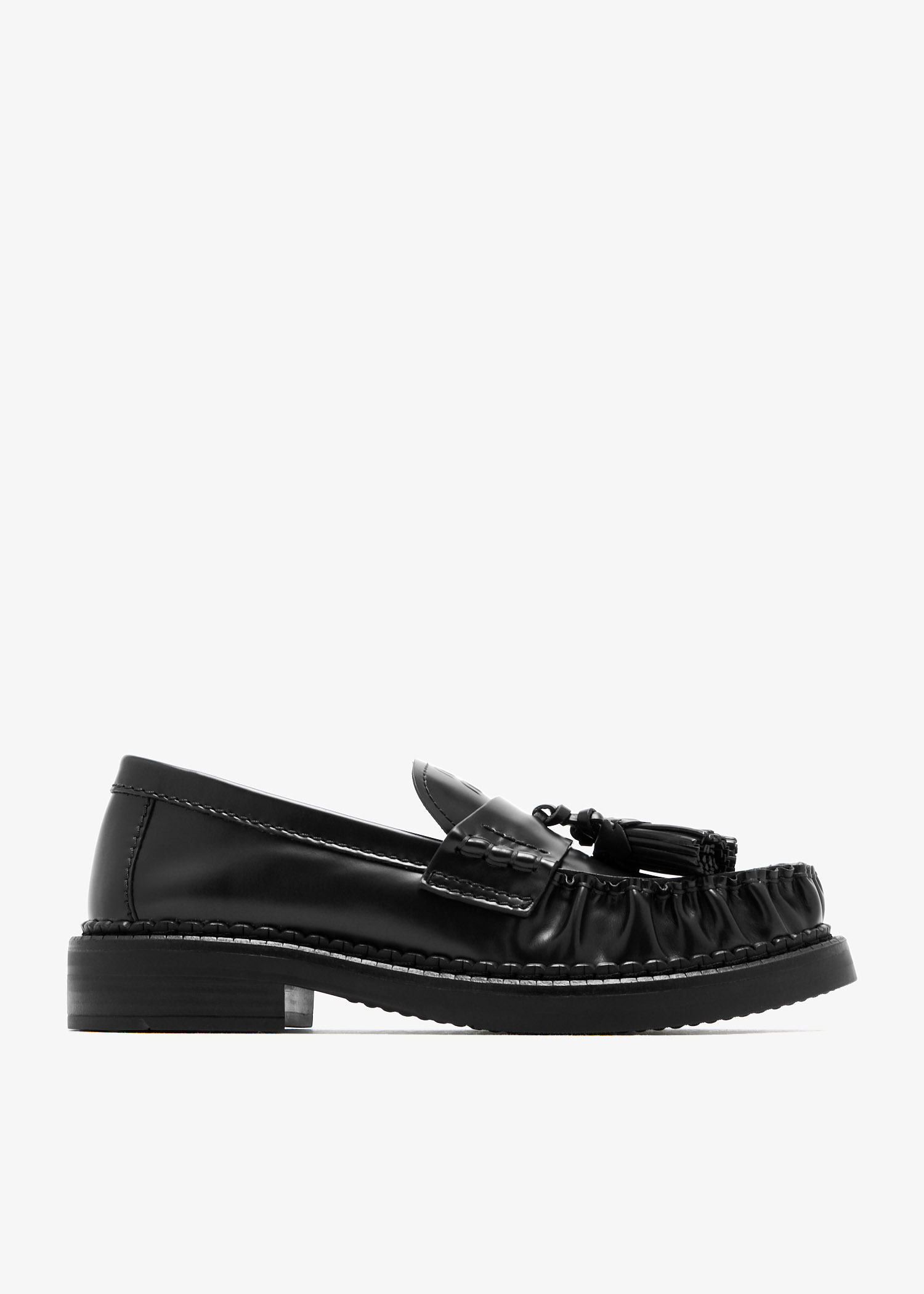 

Polished leather tassel loafers, Black