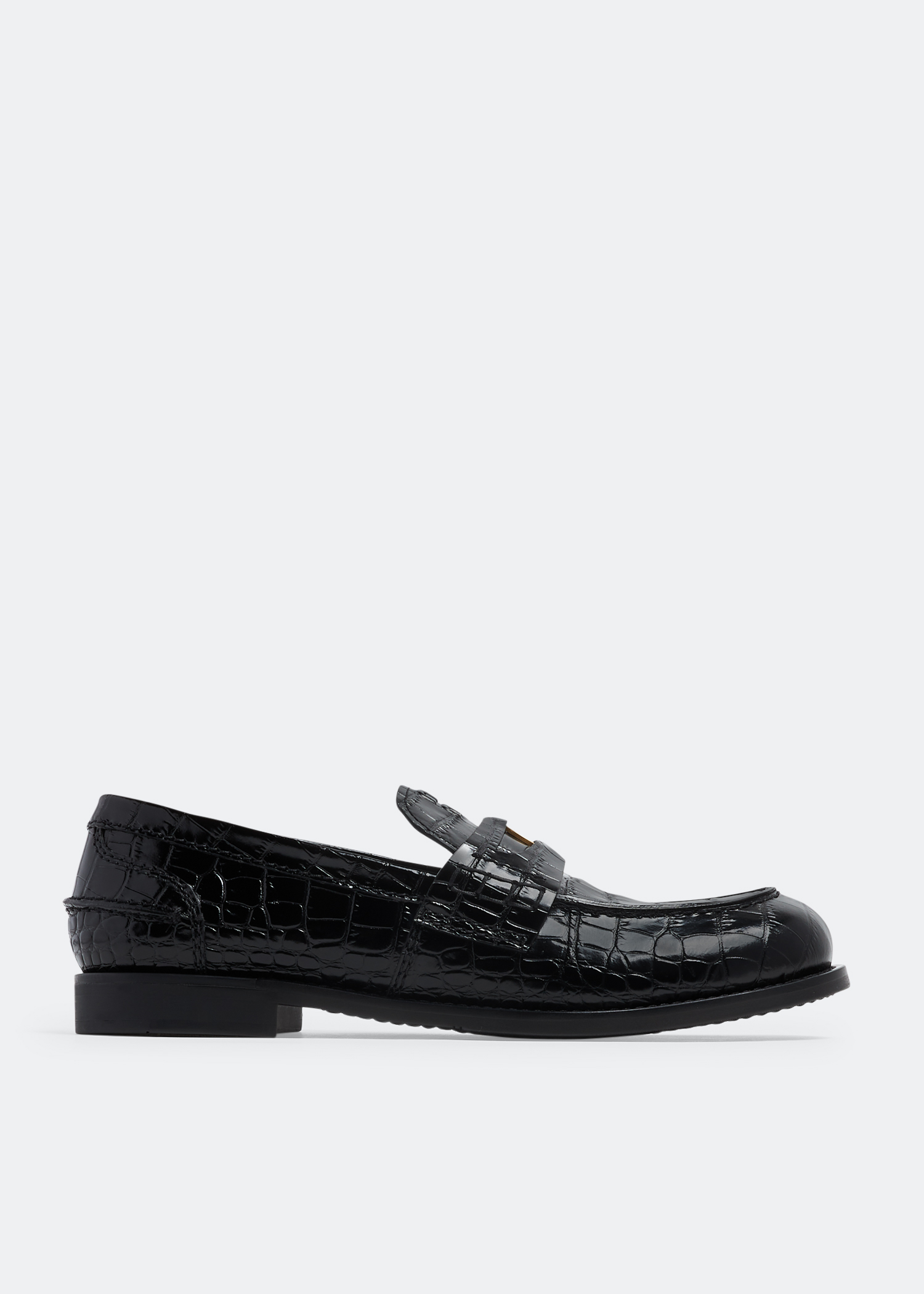 

Croc-effect leather loafers, Black