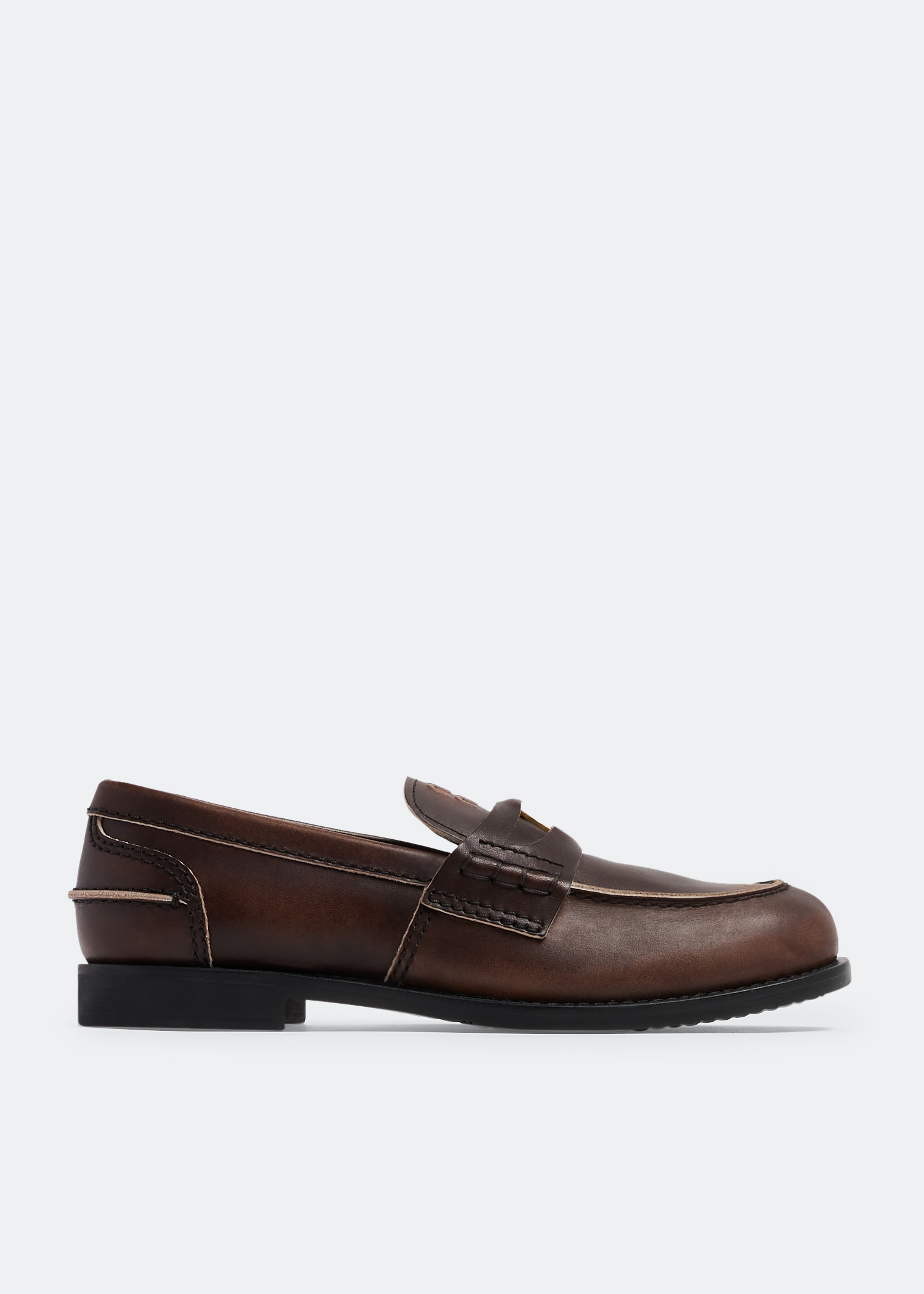 

Vintage-effect leather loafers, Brown