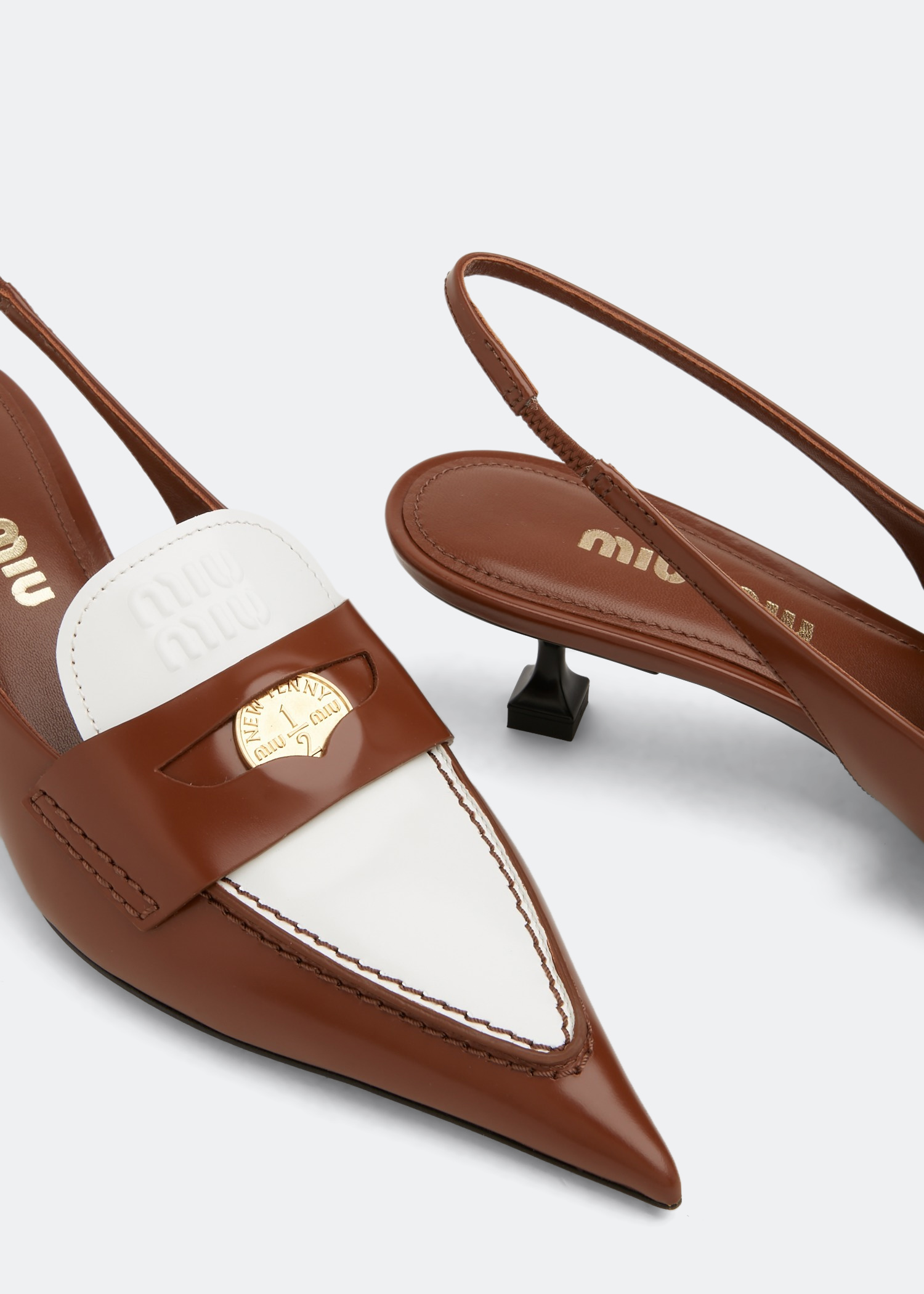 

Leather slingback pumps, Brown