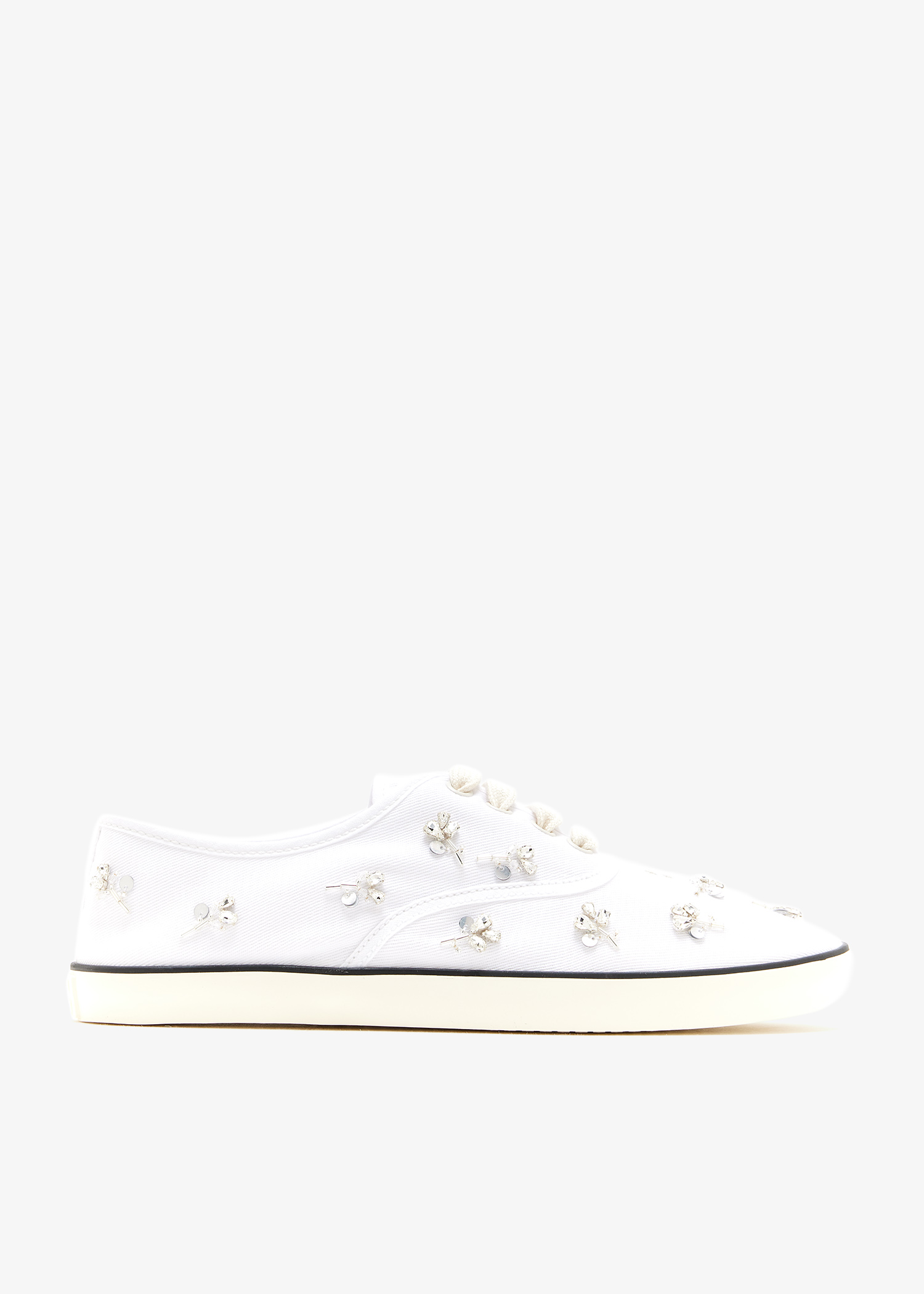 

Embroidered drill sneakers, White
