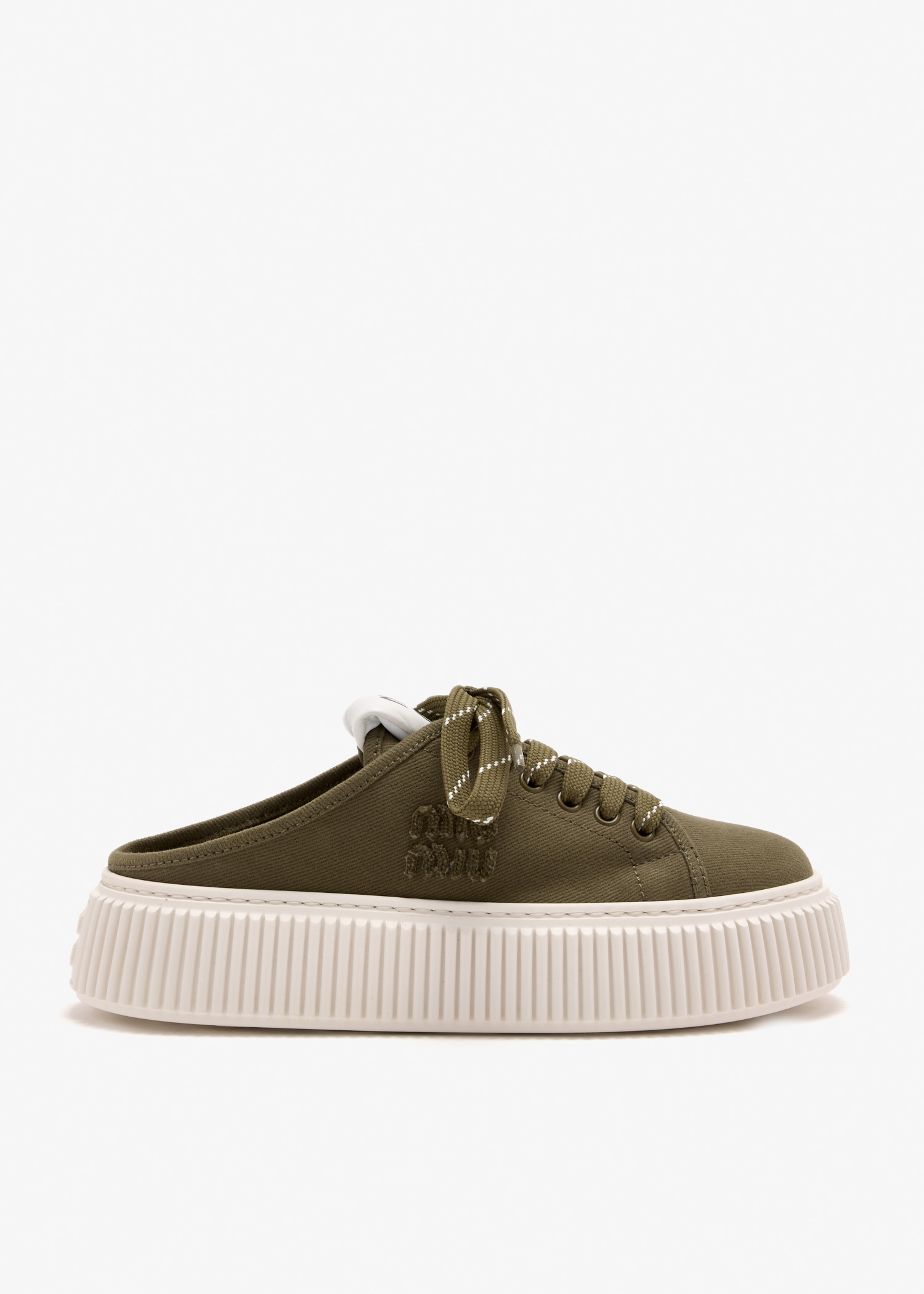 

Denim sneaker mules, Khaki