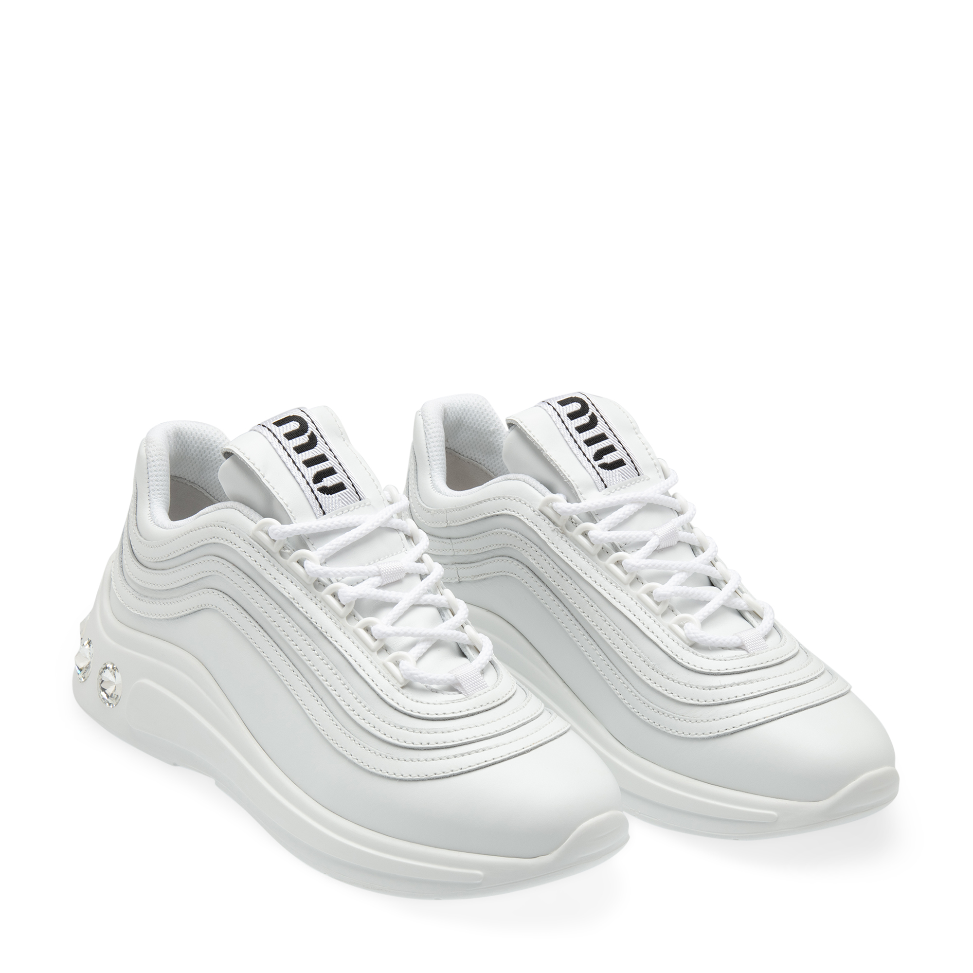 

Crystal-embellished sneakers, White