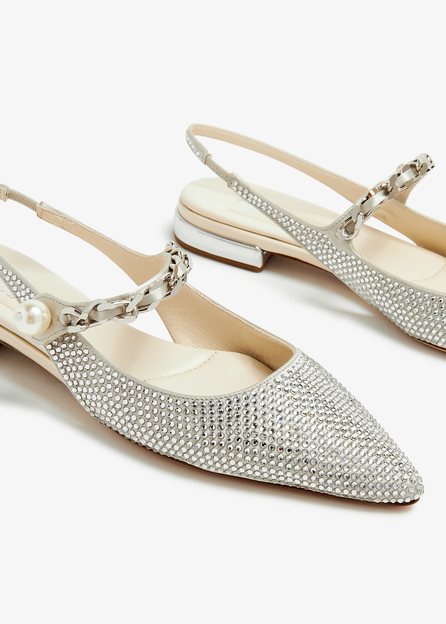 

Crystal slingback ballerinas, Grey