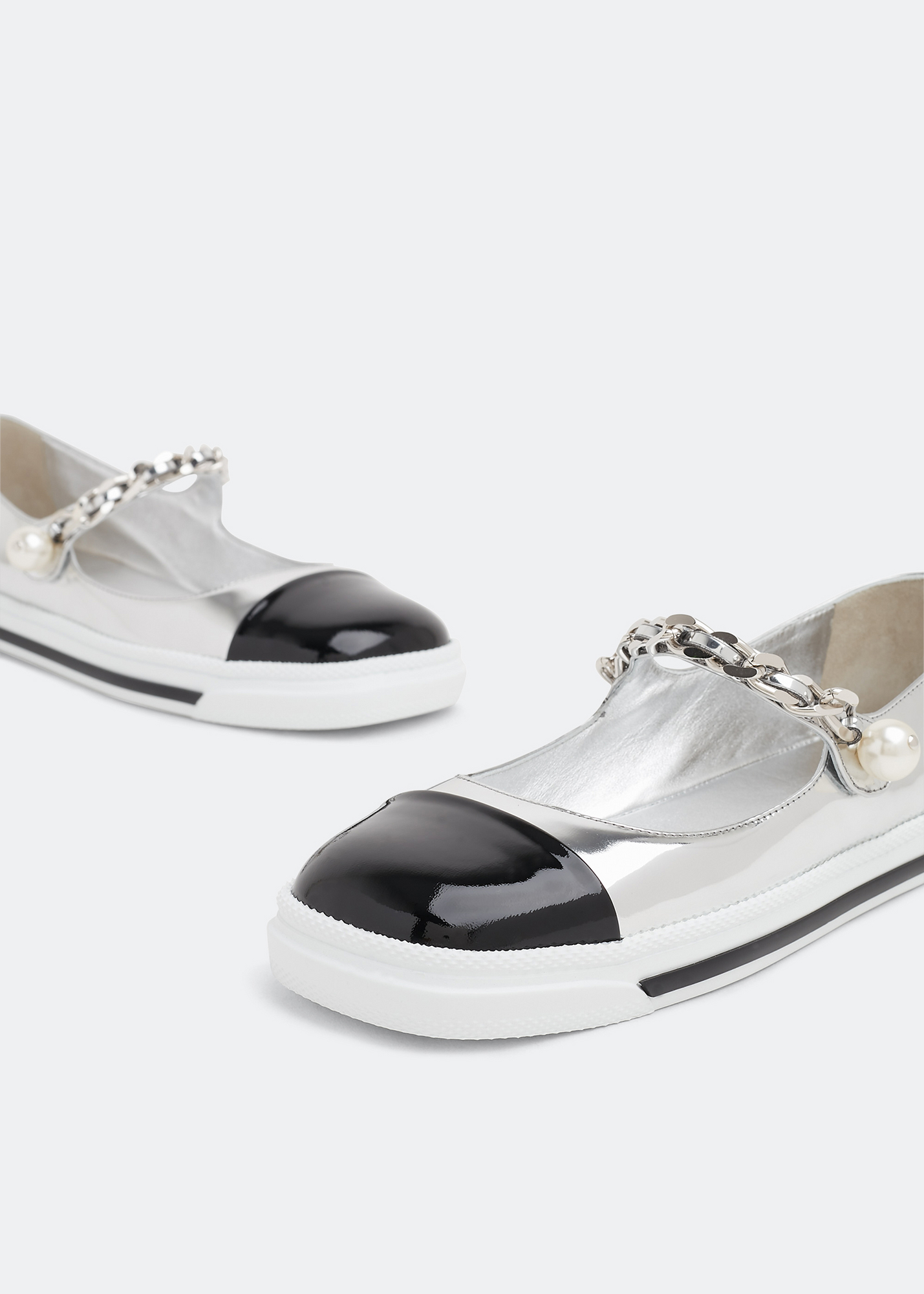 

Patent leather ballerinas, Silver