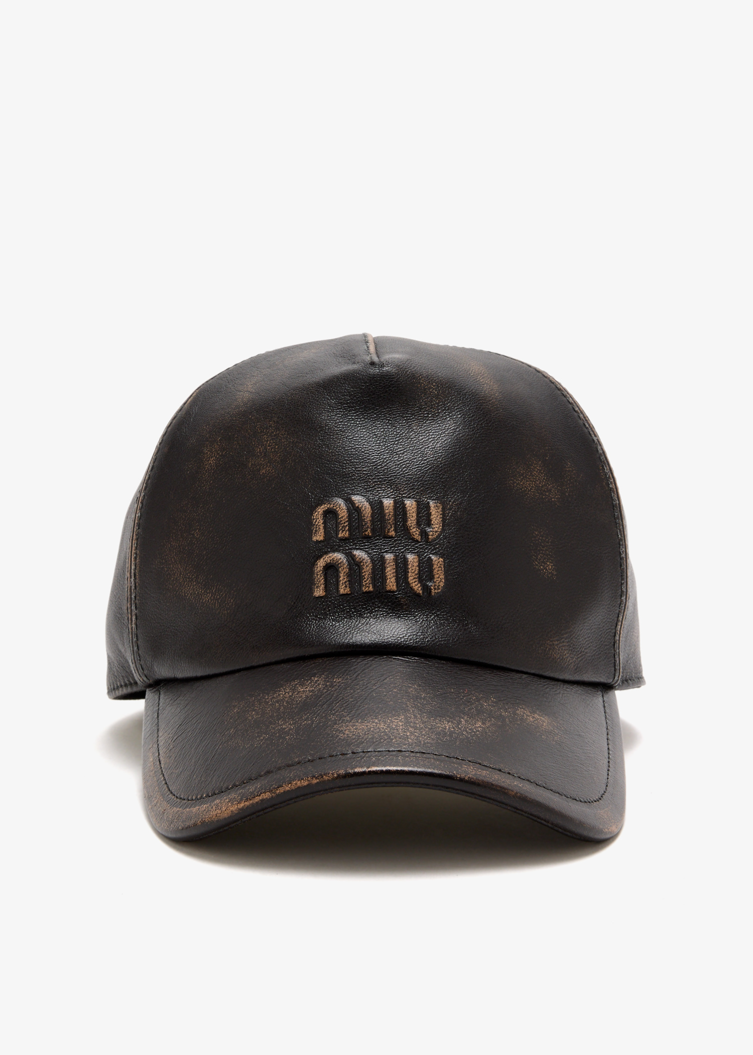 

Nappa leather baseball cap, Brown