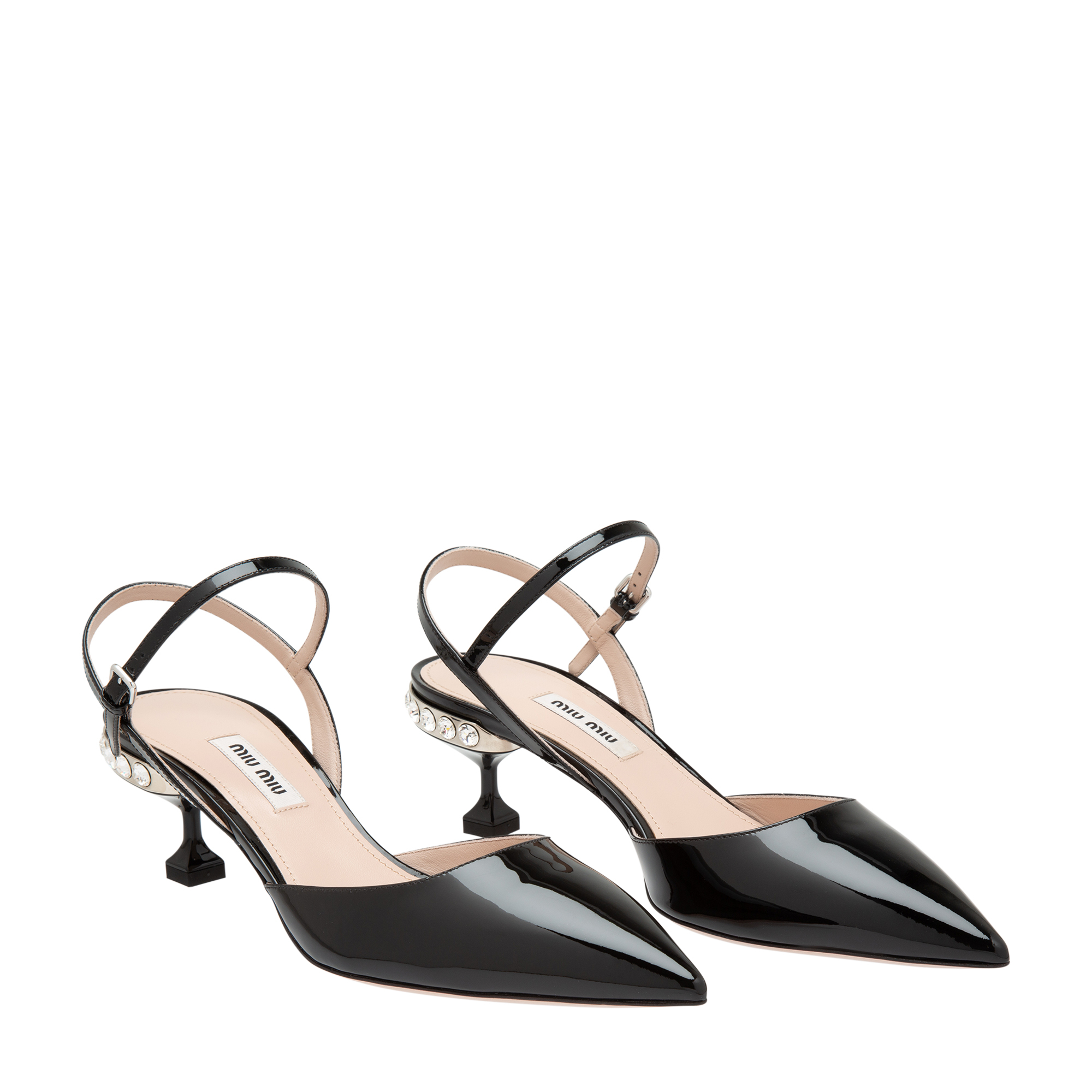 

Patent leather slingback pumps, Black