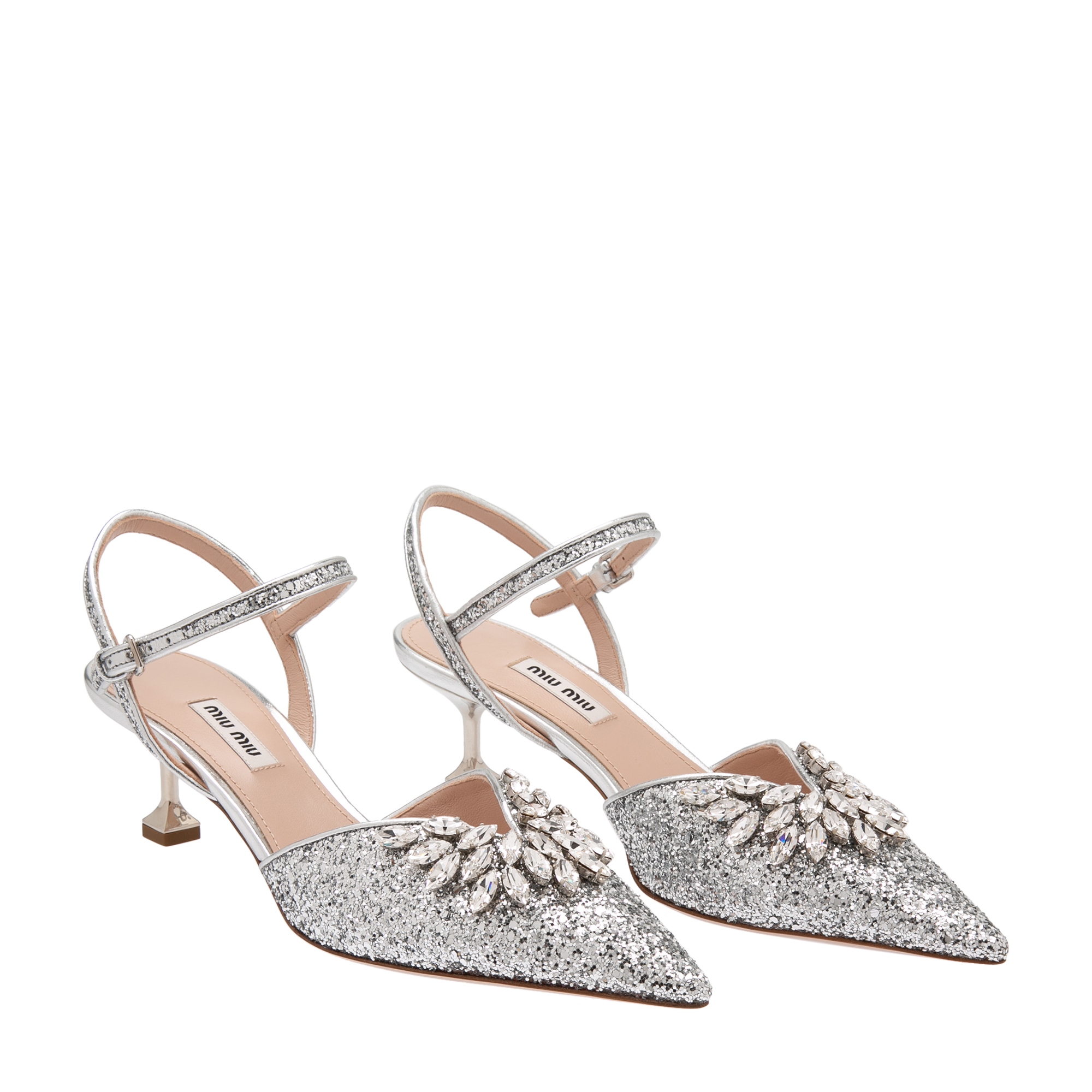 

Glitter slingback pumps, Silver