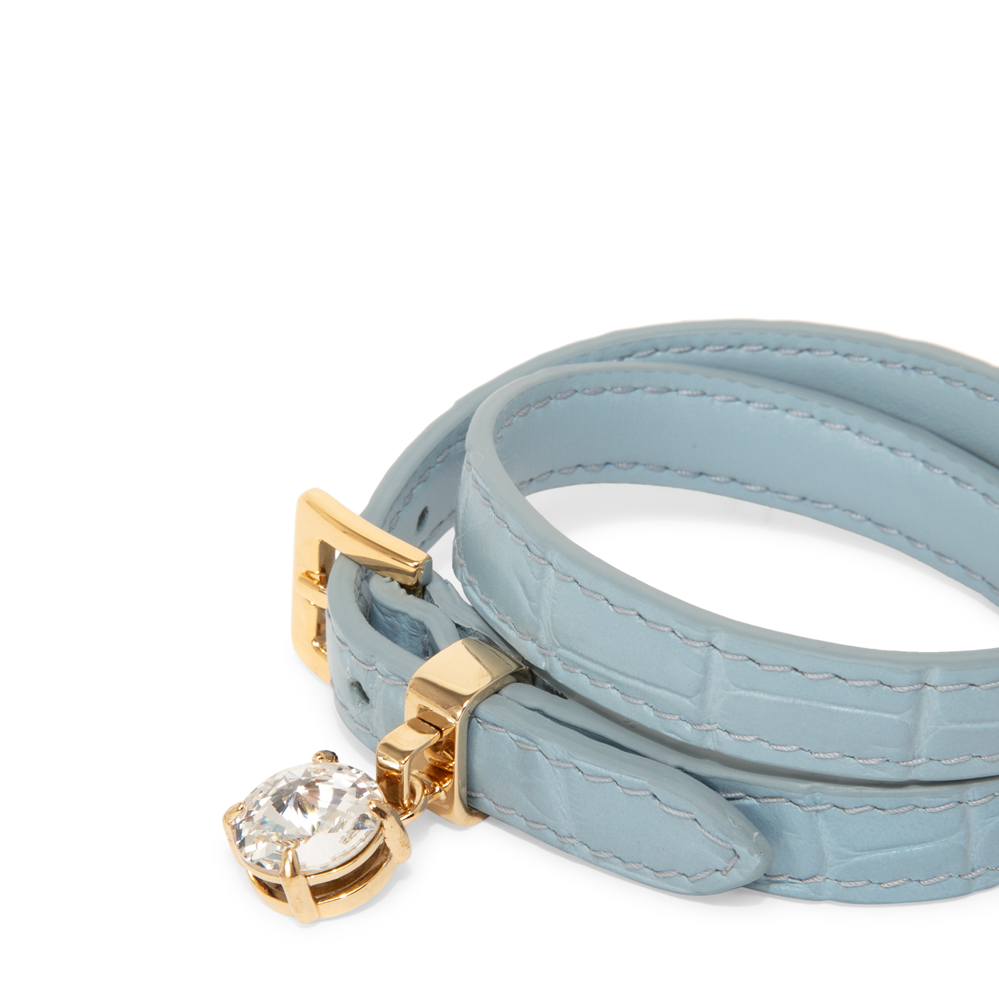 

Croc-print leather bracelet, Blue