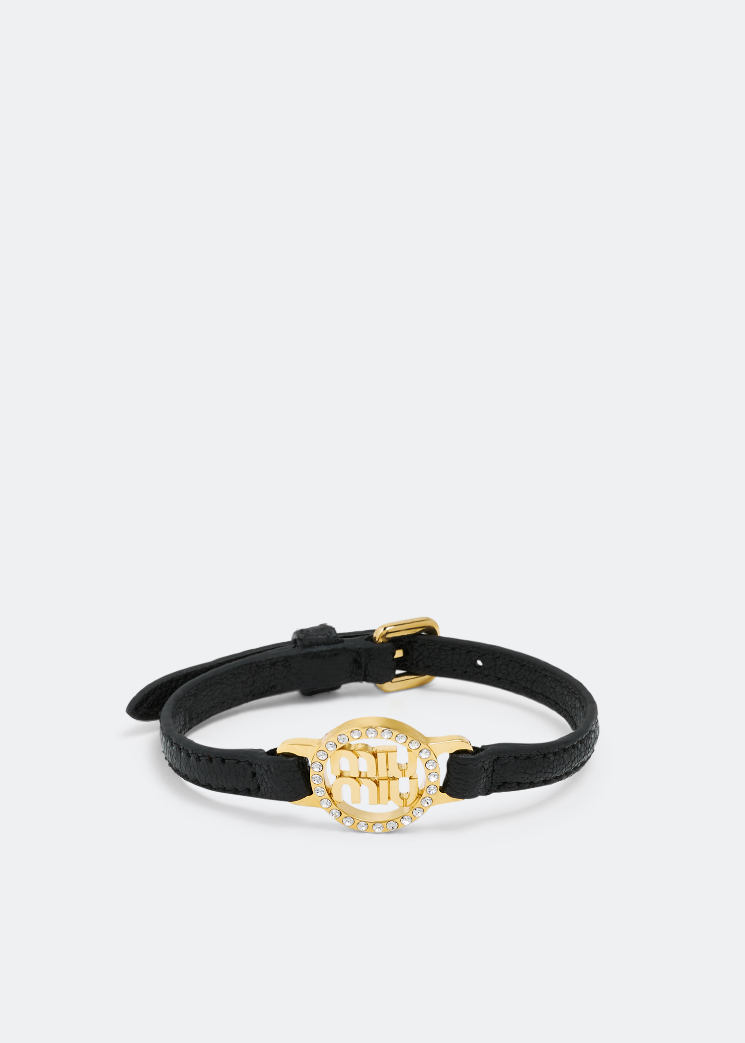 

Madras leather bracelet, Black