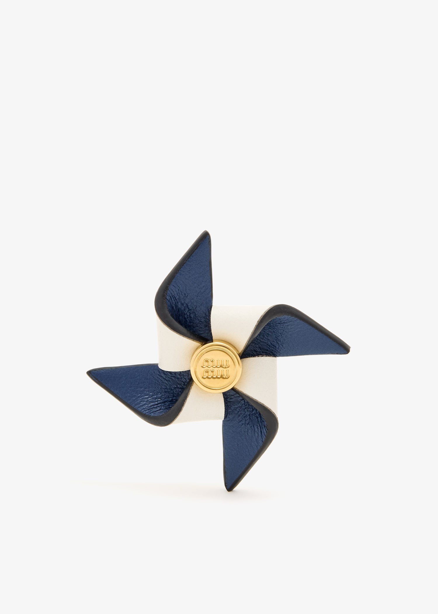 

Leather pinwheel brooch, Navy