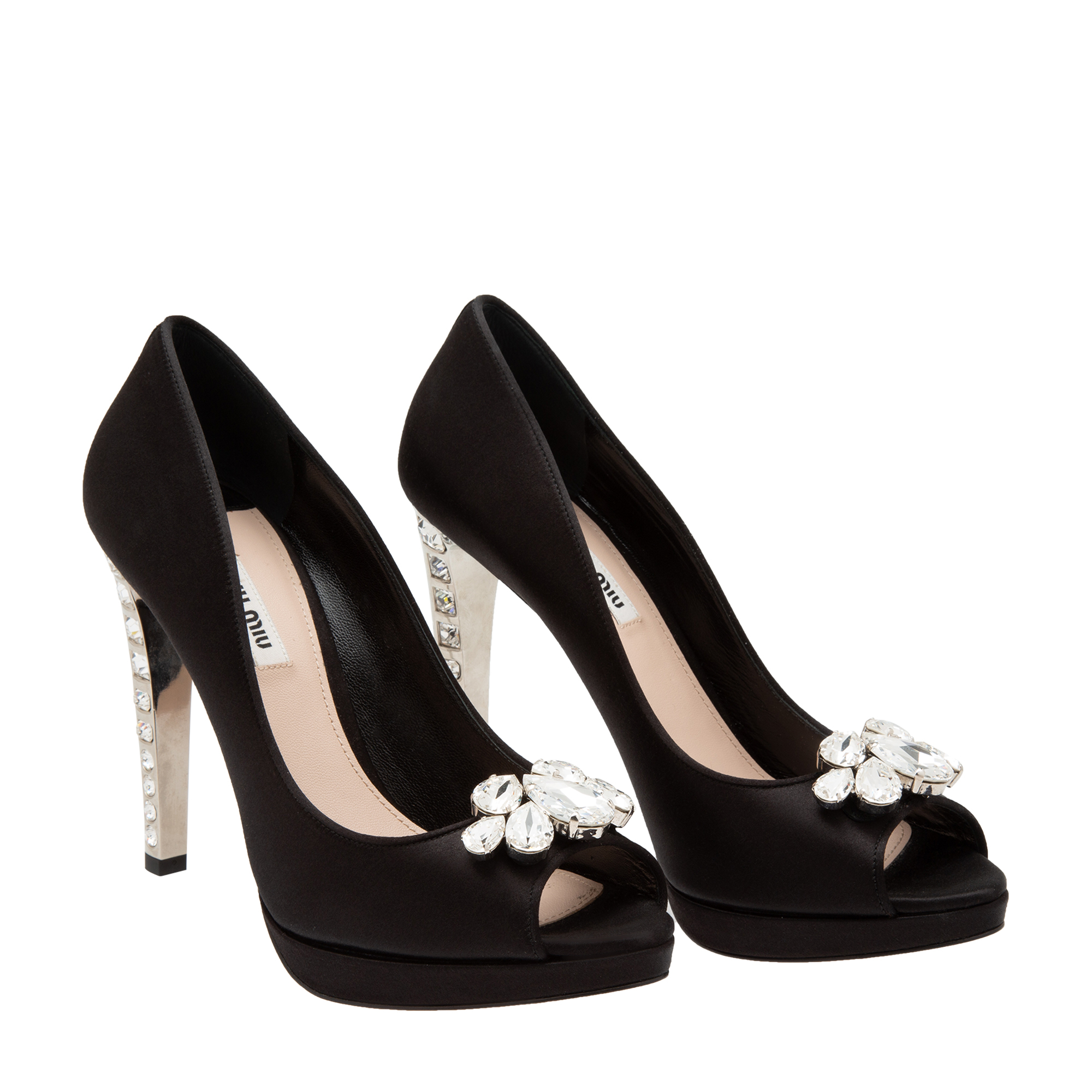

Satin peep-toe pumps, Black