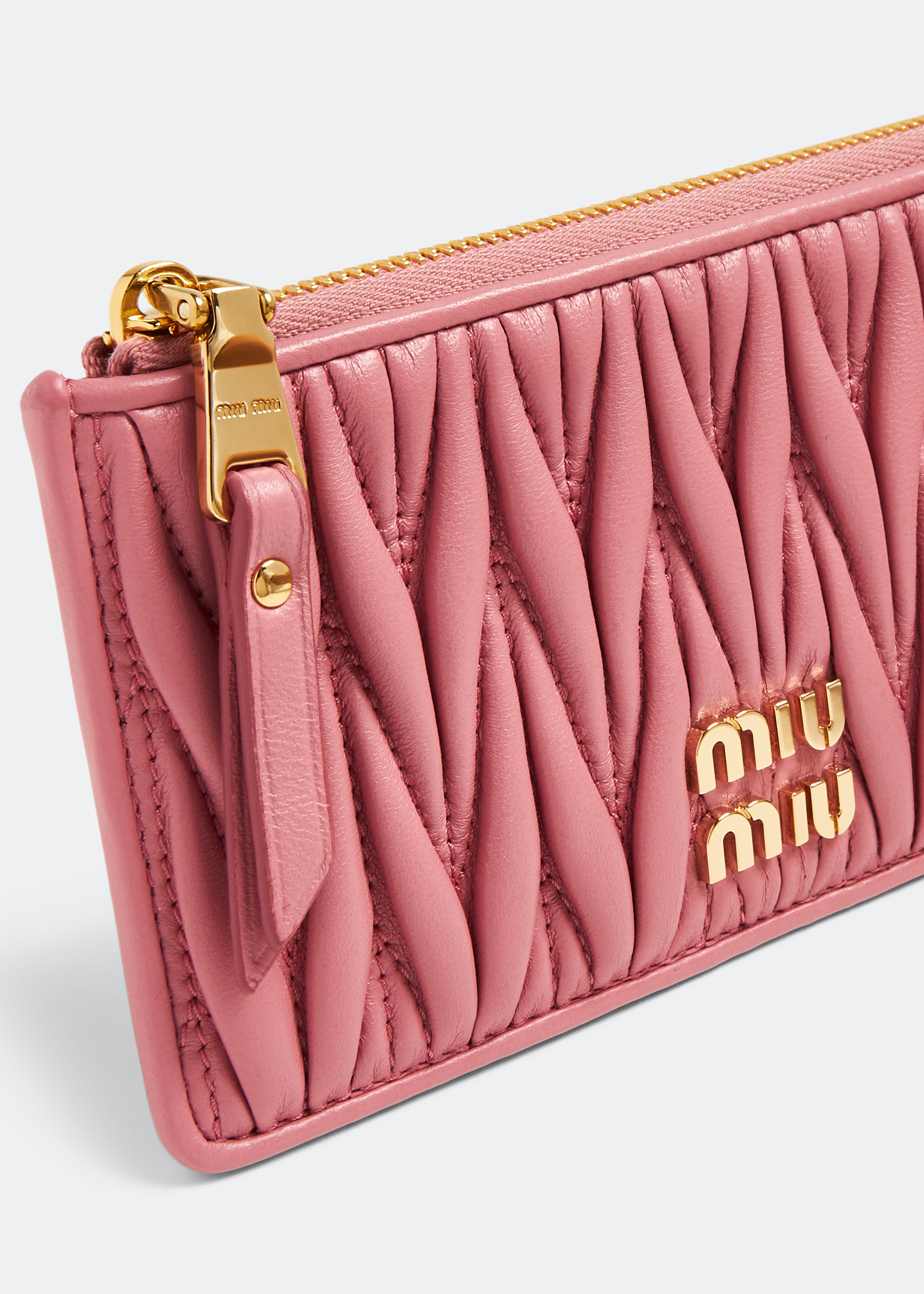 

Matelassé leather envelope wallet, Pink