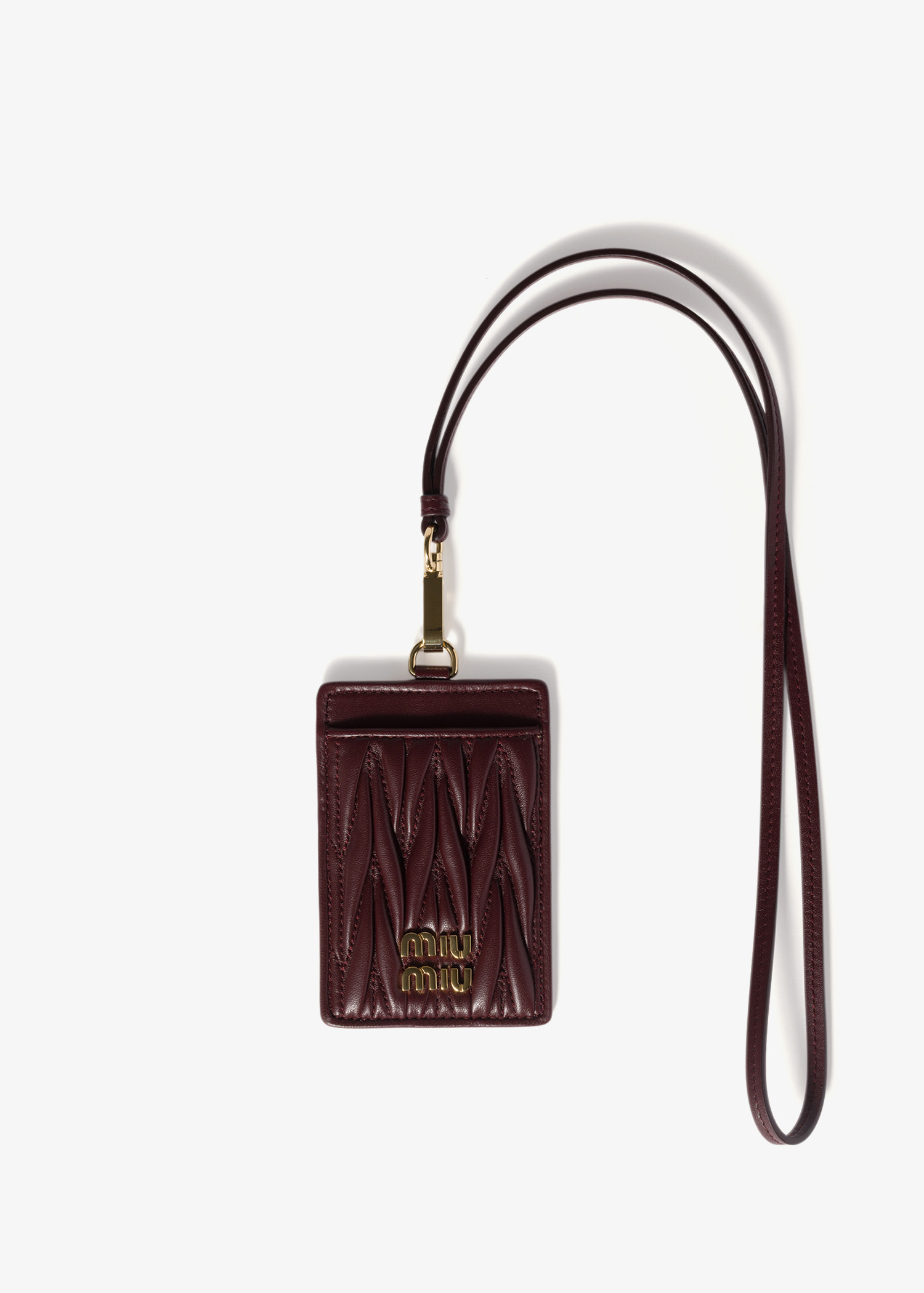 

Matelassé leather badge holder, Green