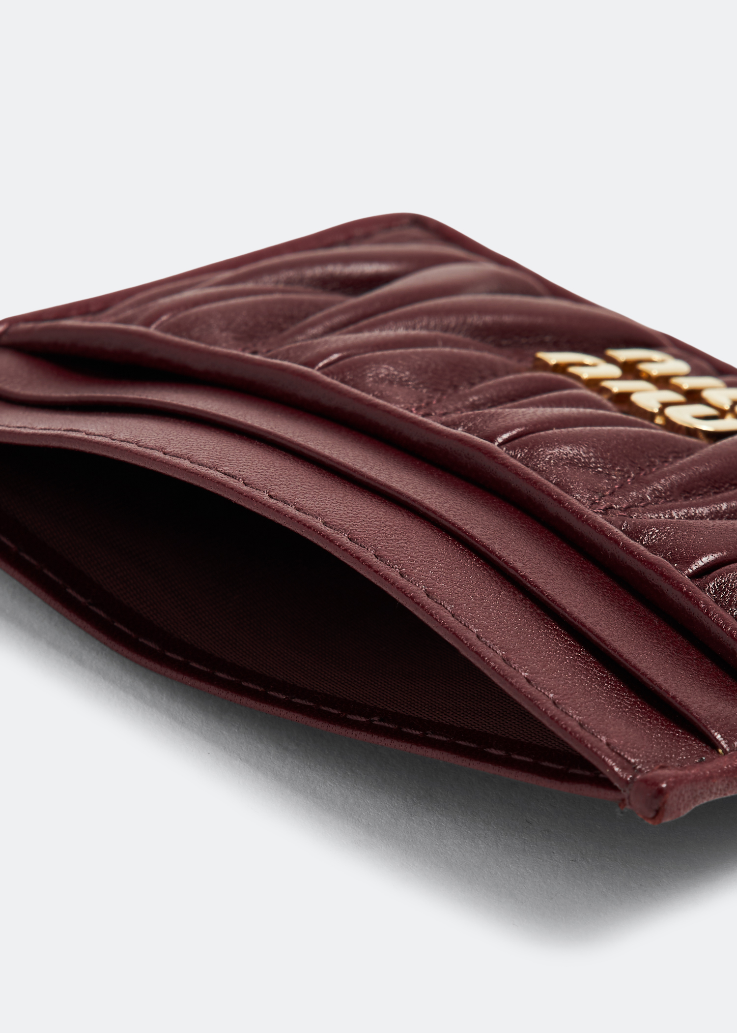 Miu Miu Matelassé leather card holder for Women - Burgundy in KSA  