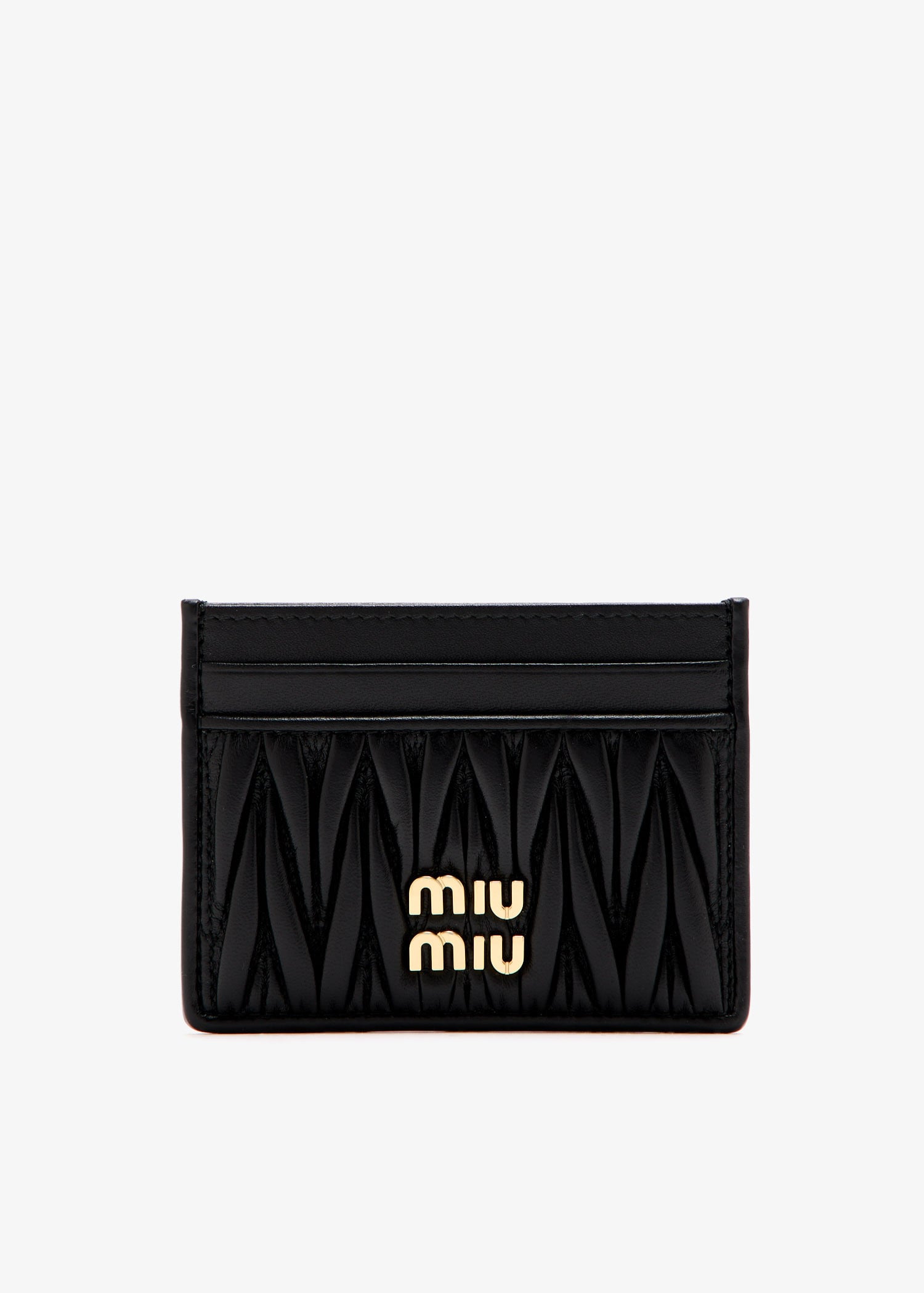 

Matelassé nappa leather card holder, Black