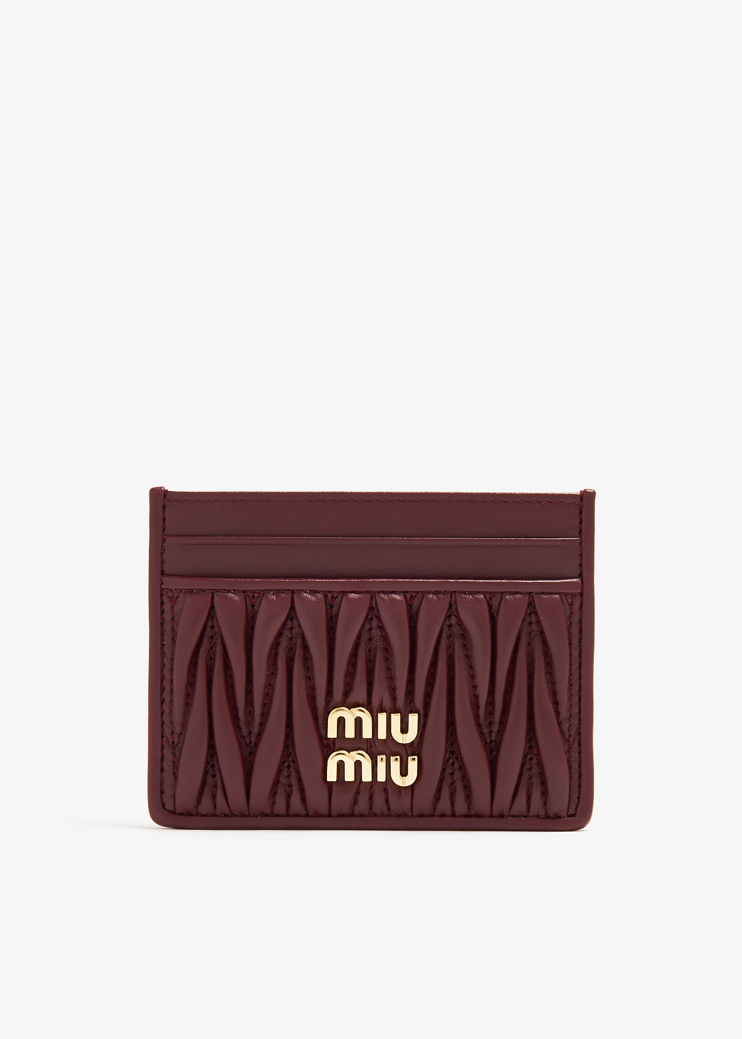 

Matelassé leather card holder, Burgundy